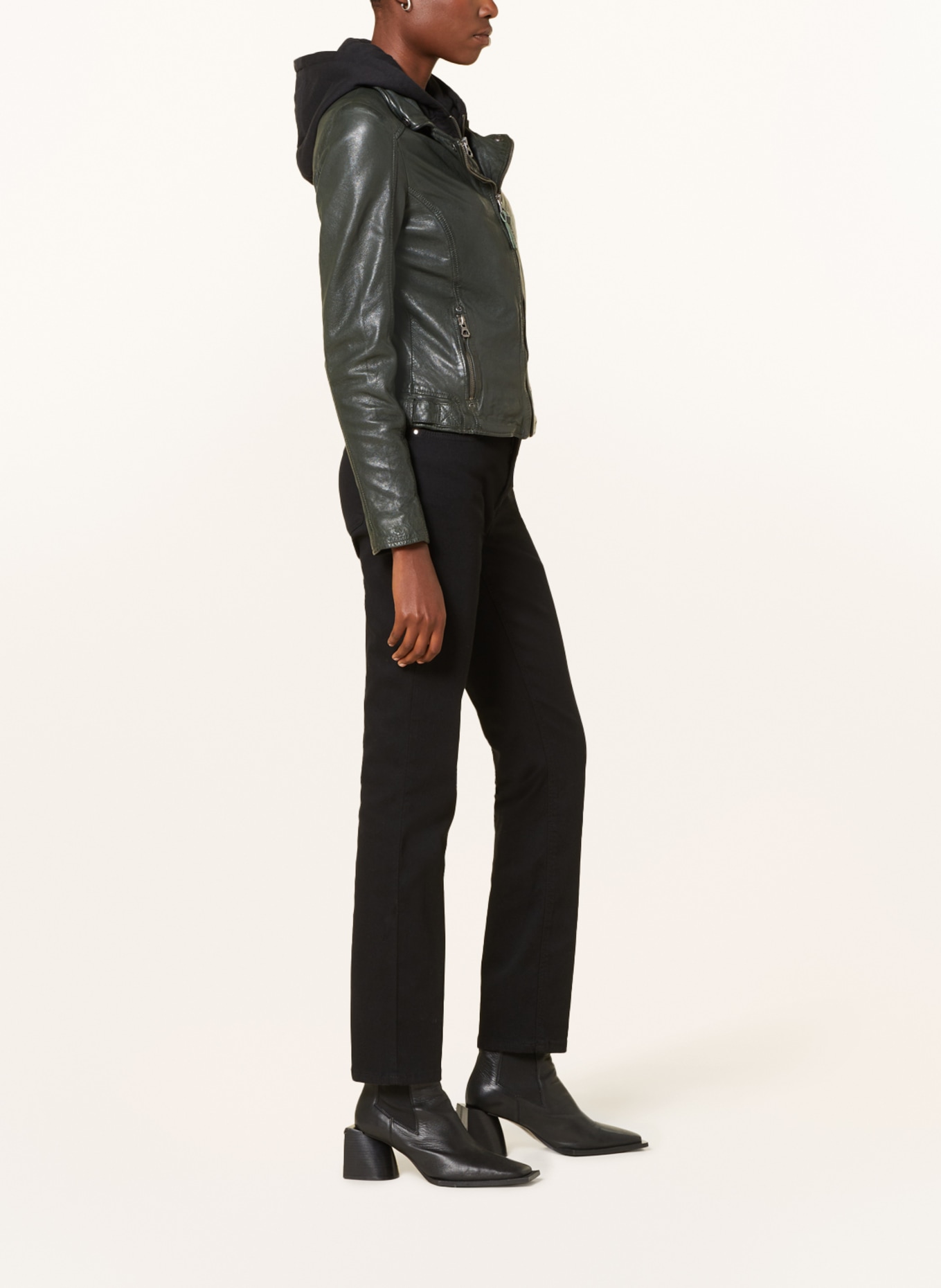 in jacket Leather black olive/ GWYVIE gipsy
