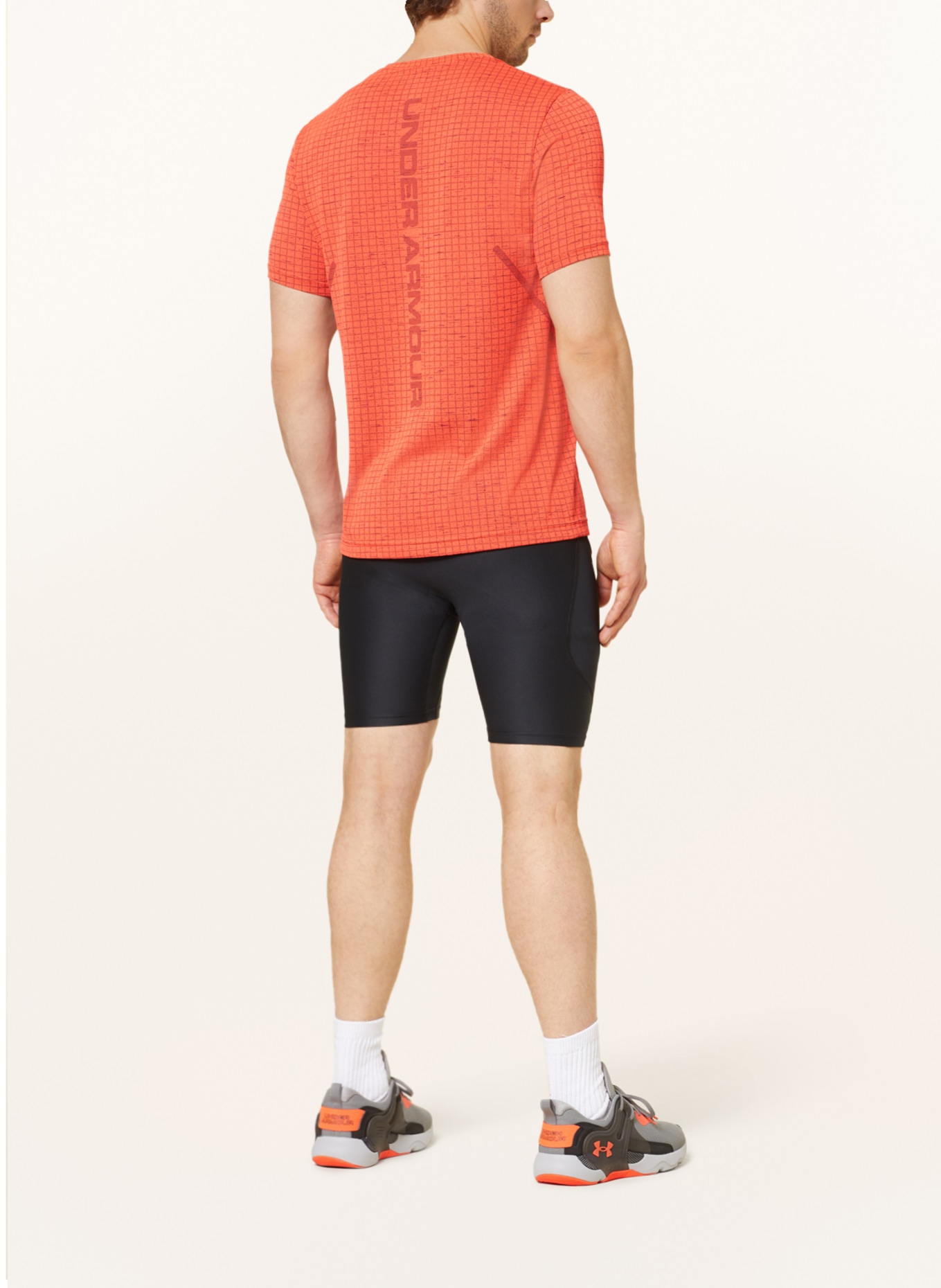 UNDER ARMOUR T-shirt SEAMLESS GRID with mesh, Color: RED/ BLACK (Image 3)