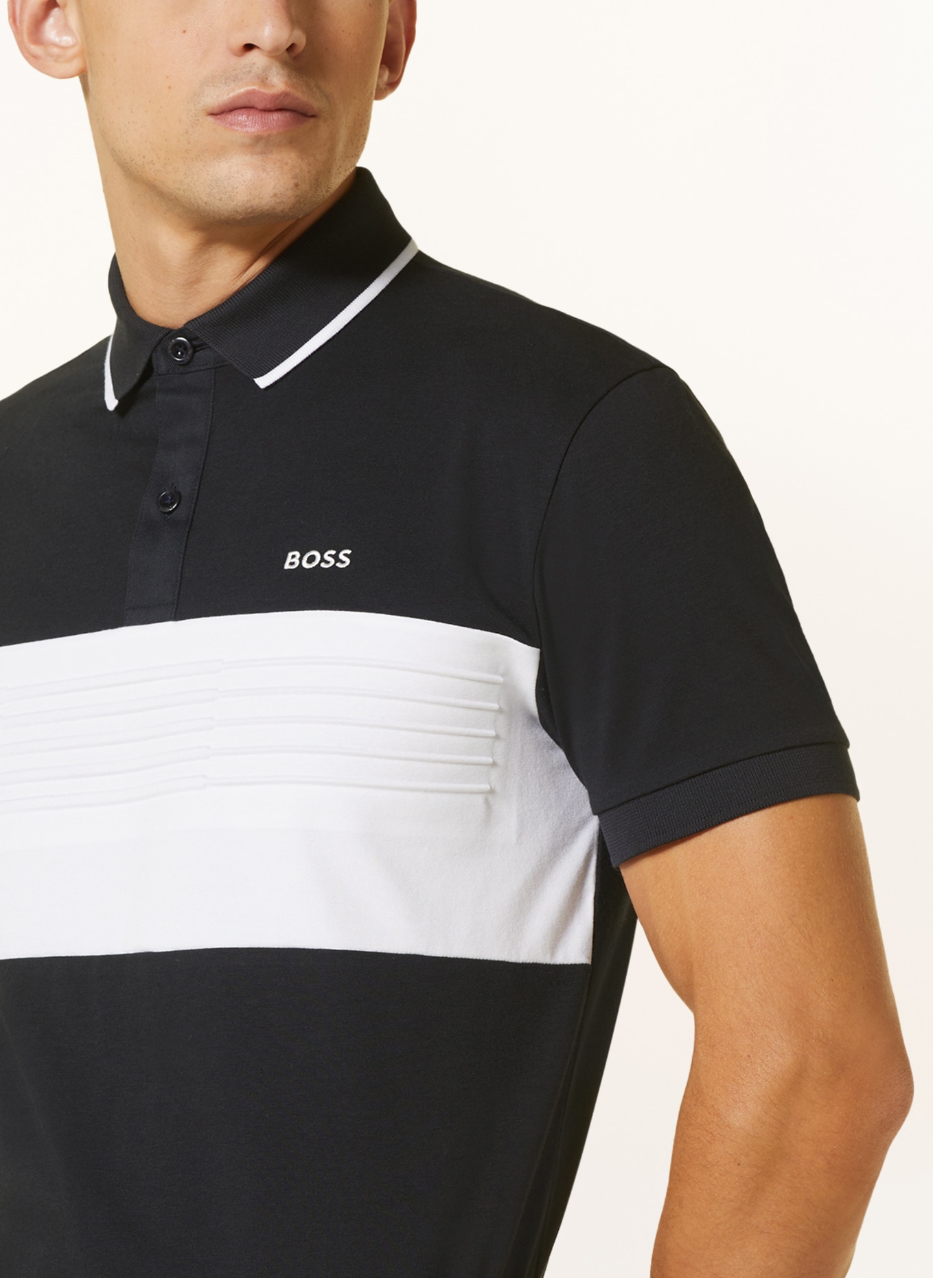 BOSS Jersey-Poloshirt PAVEL Regular Fit, Farbe: SCHWARZ/ WEISS (Bild 4)