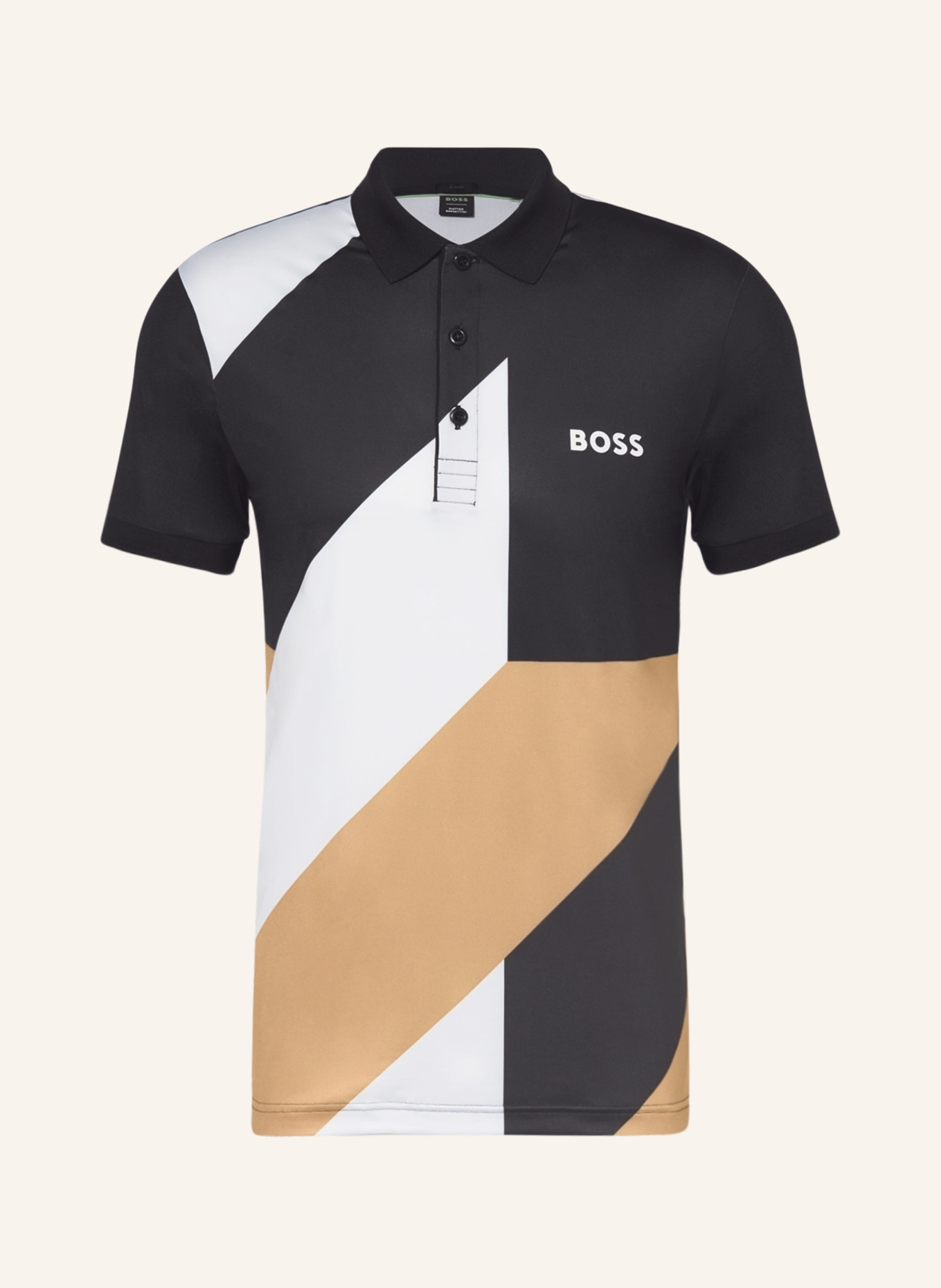 BOSS Funktions-Poloshirt PATTEO Slim Fit, Farbe: SCHWARZ/ WEISS/ BEIGE (Bild 1)