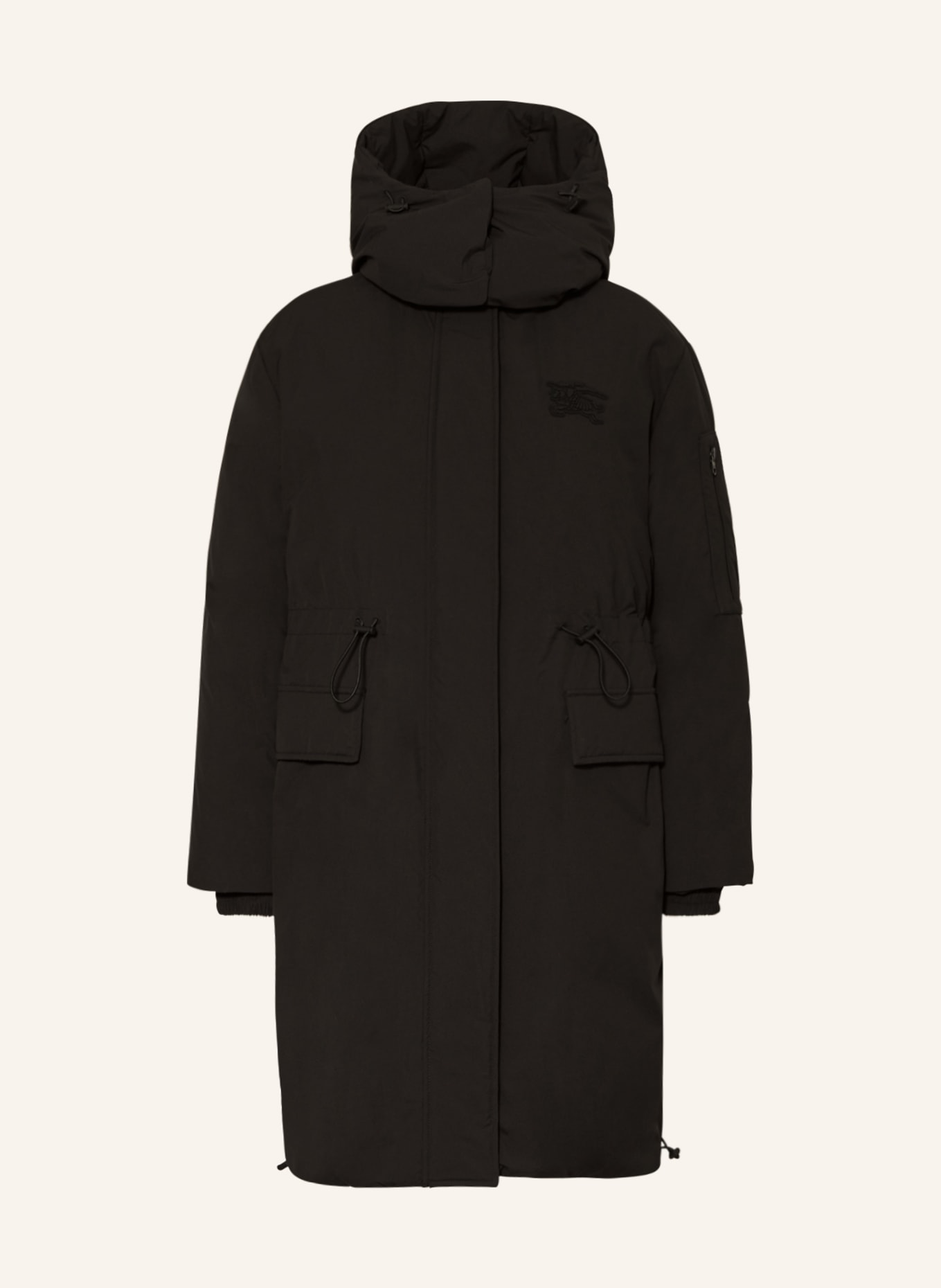 BURBERRY Péřový kabát WARMLEY s odnímatelnou kapucí, Barva: ČERNÁ (Obrázek 1)