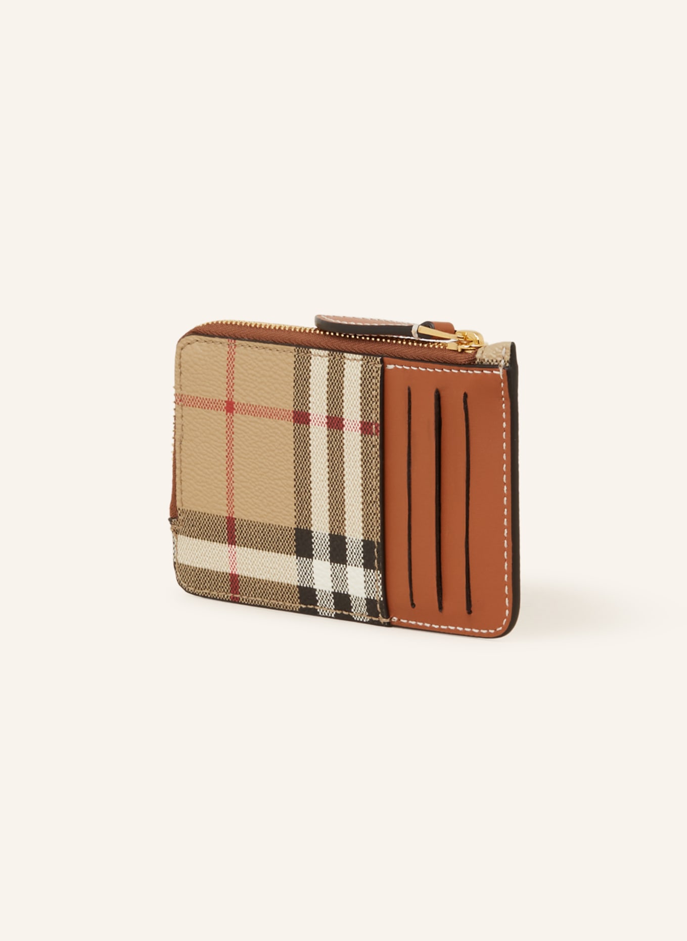 BURBERRY Card case SOMERSET with coin compartment, Color: BEIGE/ RED/ BLACK (Image 2)