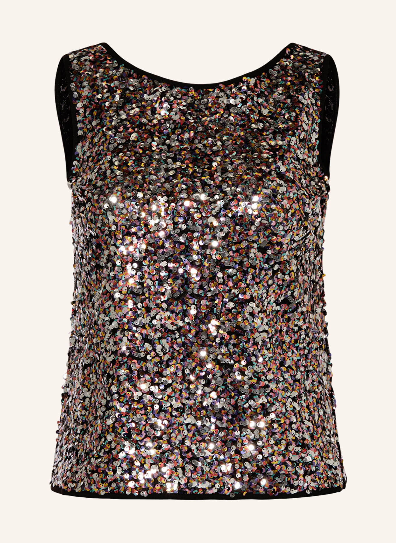 WEEKEND MaxMara Blouse top DIDY made of mesh with sequins, Color: BLACK/ GOLD/ SILVER (Image 1)