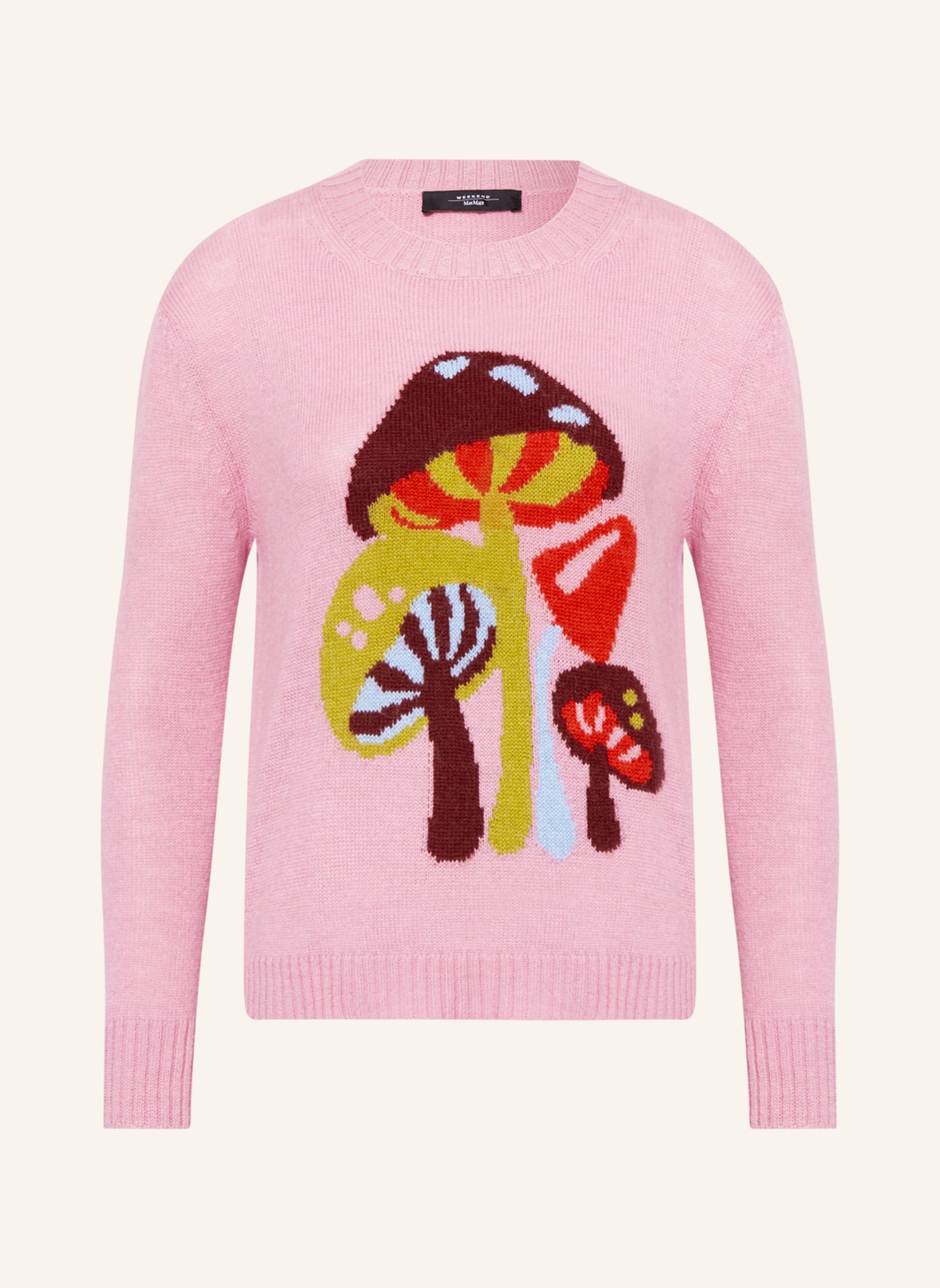 WEEKEND MaxMara Sweater TOSCANA with alpaca, Color: PINK/ GREEN/ DARK RED (Image 1)