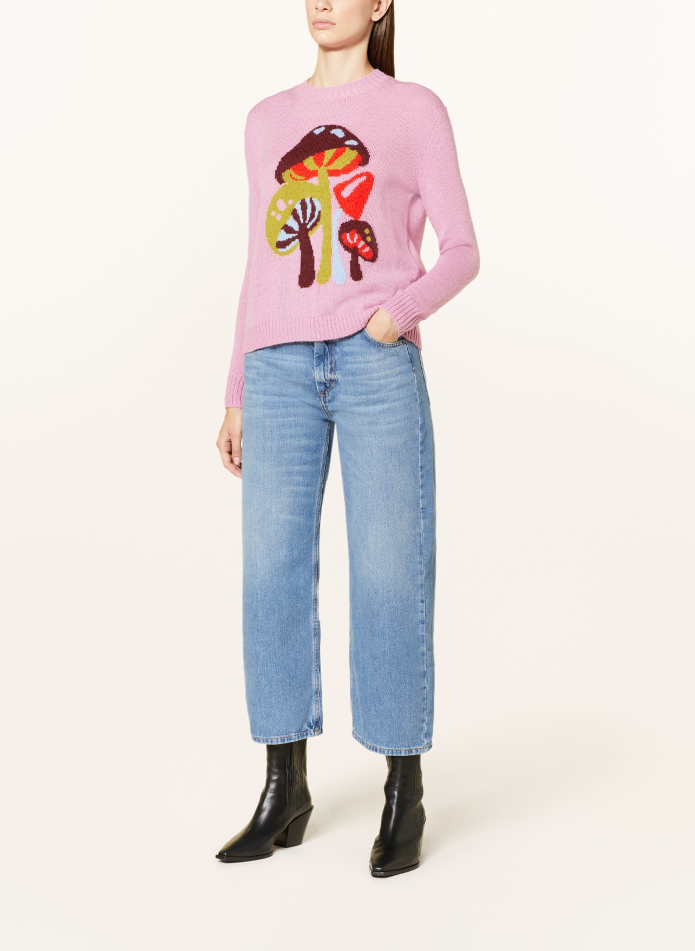 WEEKEND MaxMara Sweater TOSCANA with alpaca, Color: PINK/ GREEN/ DARK RED (Image 2)