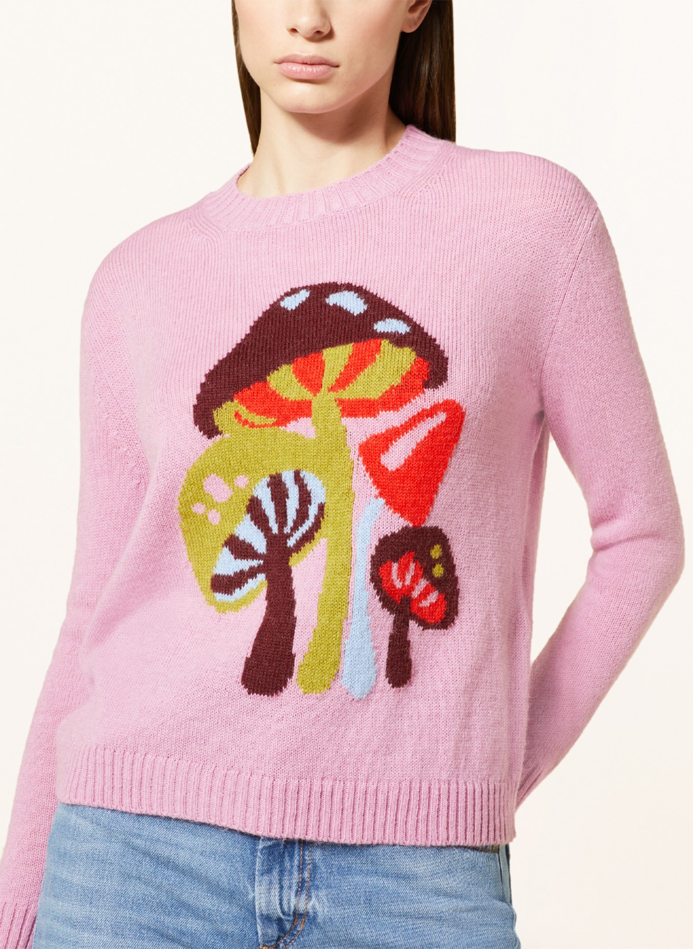 WEEKEND MaxMara Sweater TOSCANA with alpaca, Color: PINK/ GREEN/ DARK RED (Image 4)