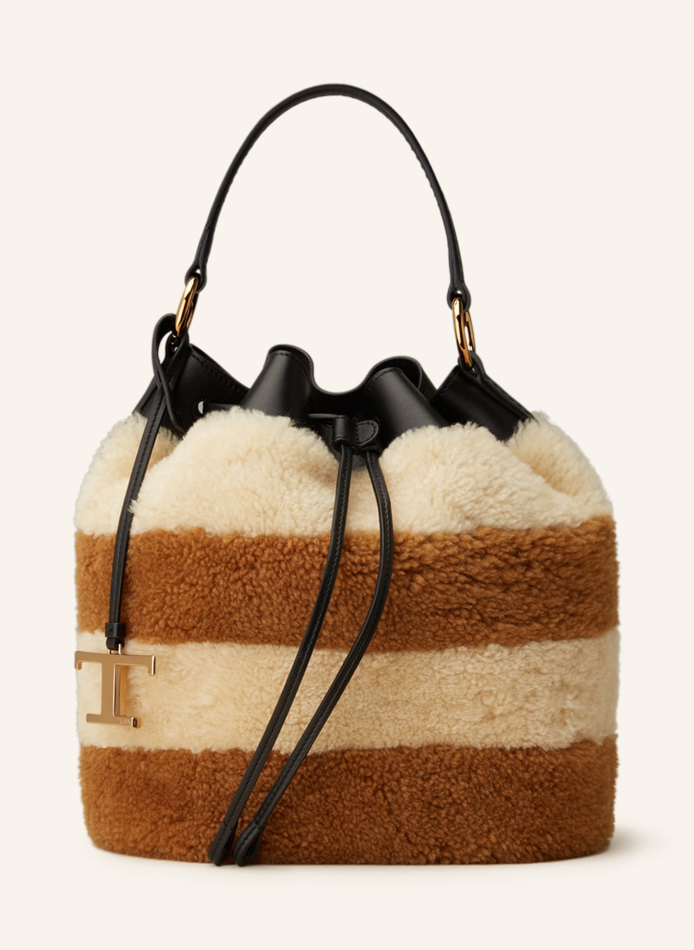 TOD'S Pouch bag with lambskin, Color: LIGHT BROWN/ ECRU/ BLACK (Image 1)