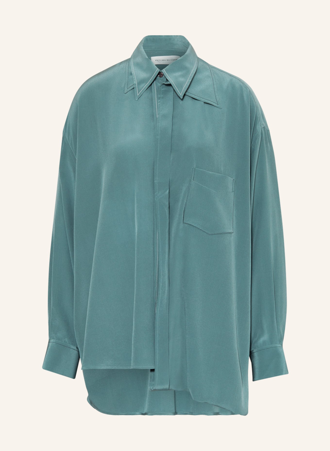 VICTORIABECKHAM Shirt blouse in silk, Color: TEAL (Image 1)