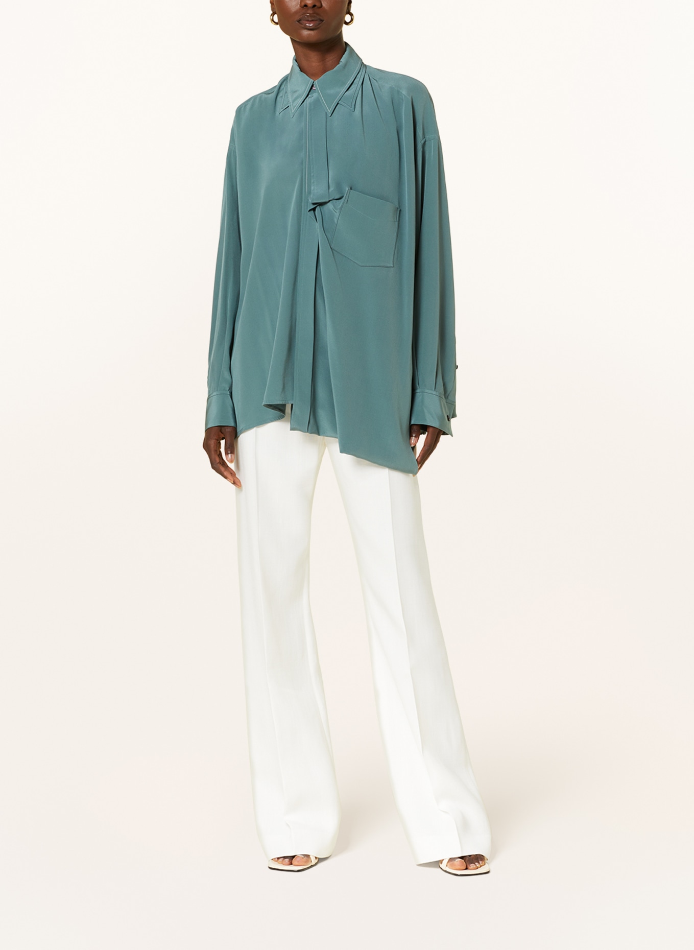 VICTORIABECKHAM Shirt blouse in silk, Color: TEAL (Image 2)