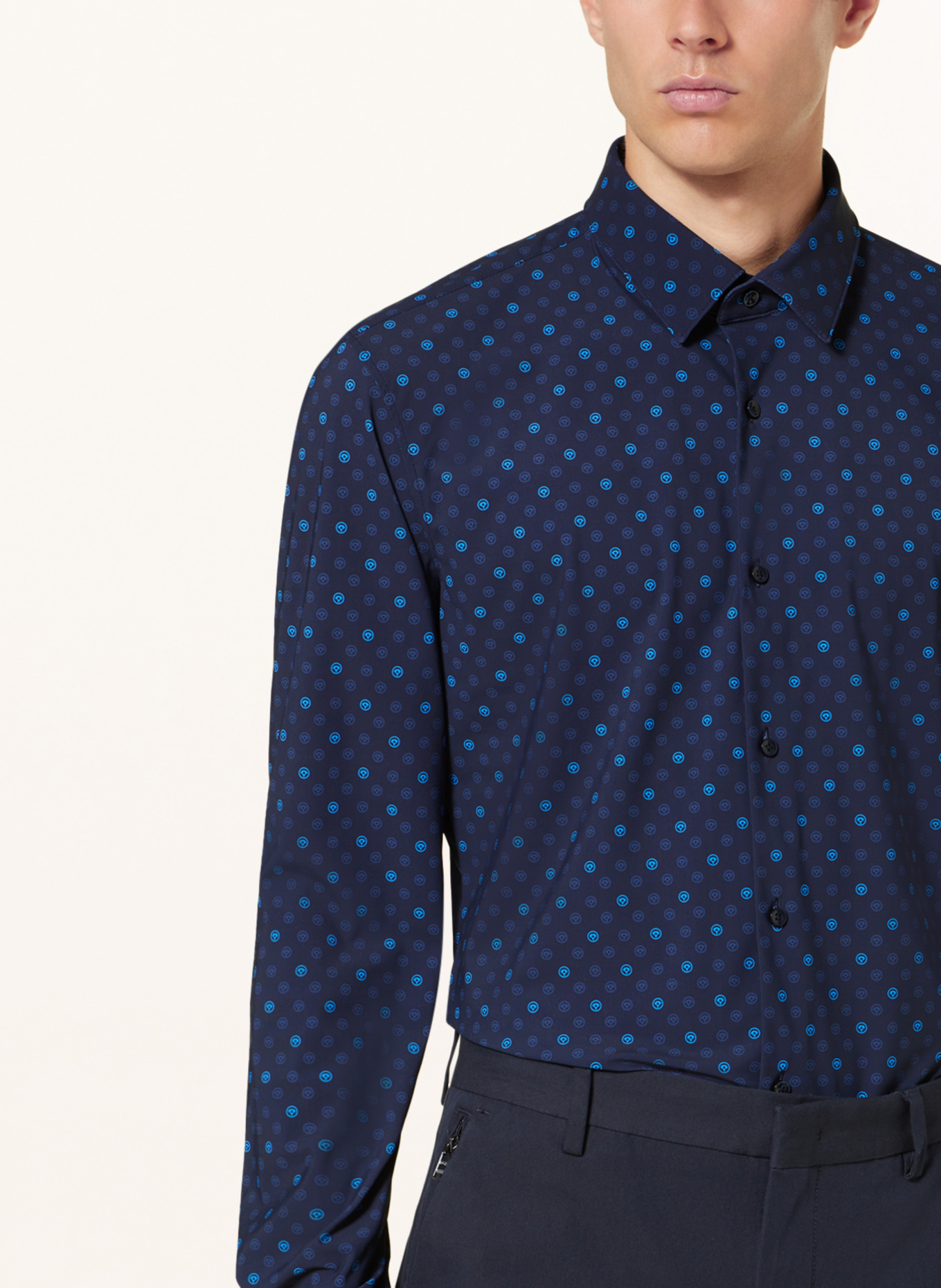 BOSS Jersey shirt HANK PERFORMANCE slim fit, Color: DARK BLUE/ TURQUOISE (Image 4)