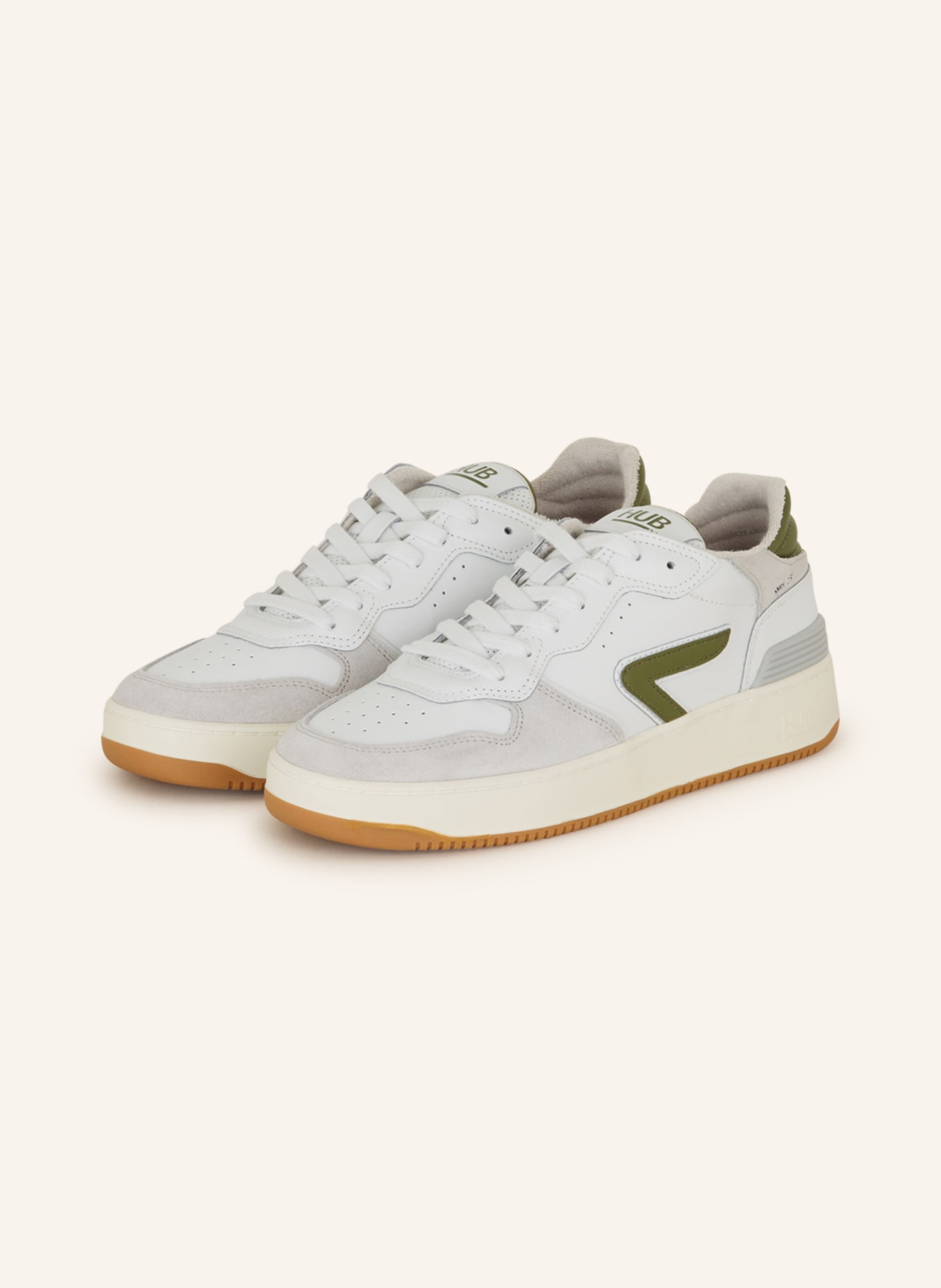 HUB Sneakers SMASH, Color: WHITE/ OLIVE (Image 1)