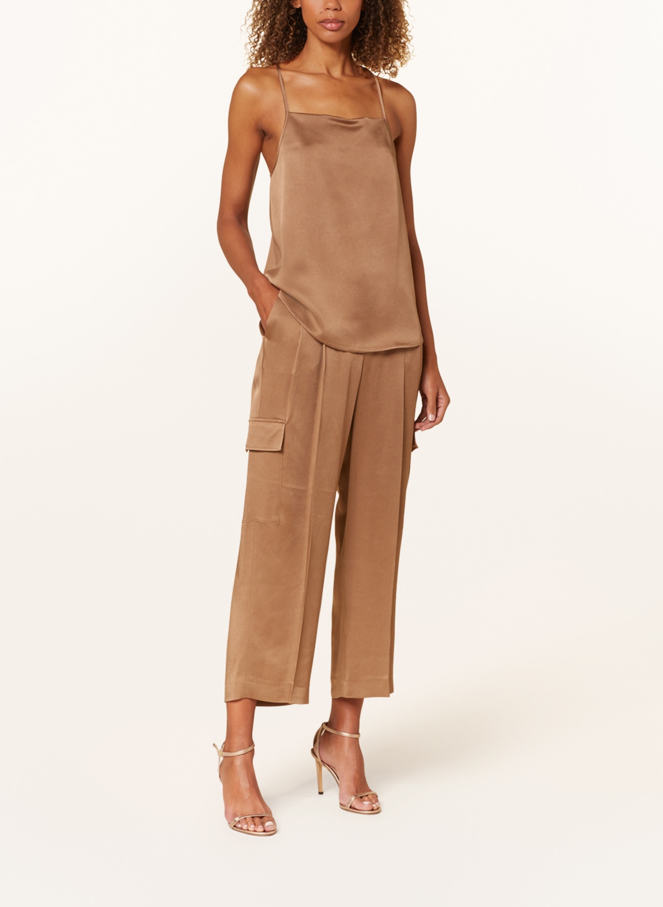 LUISA CERANO Cargo pants made of satin, Color: CAMEL (Image 2)