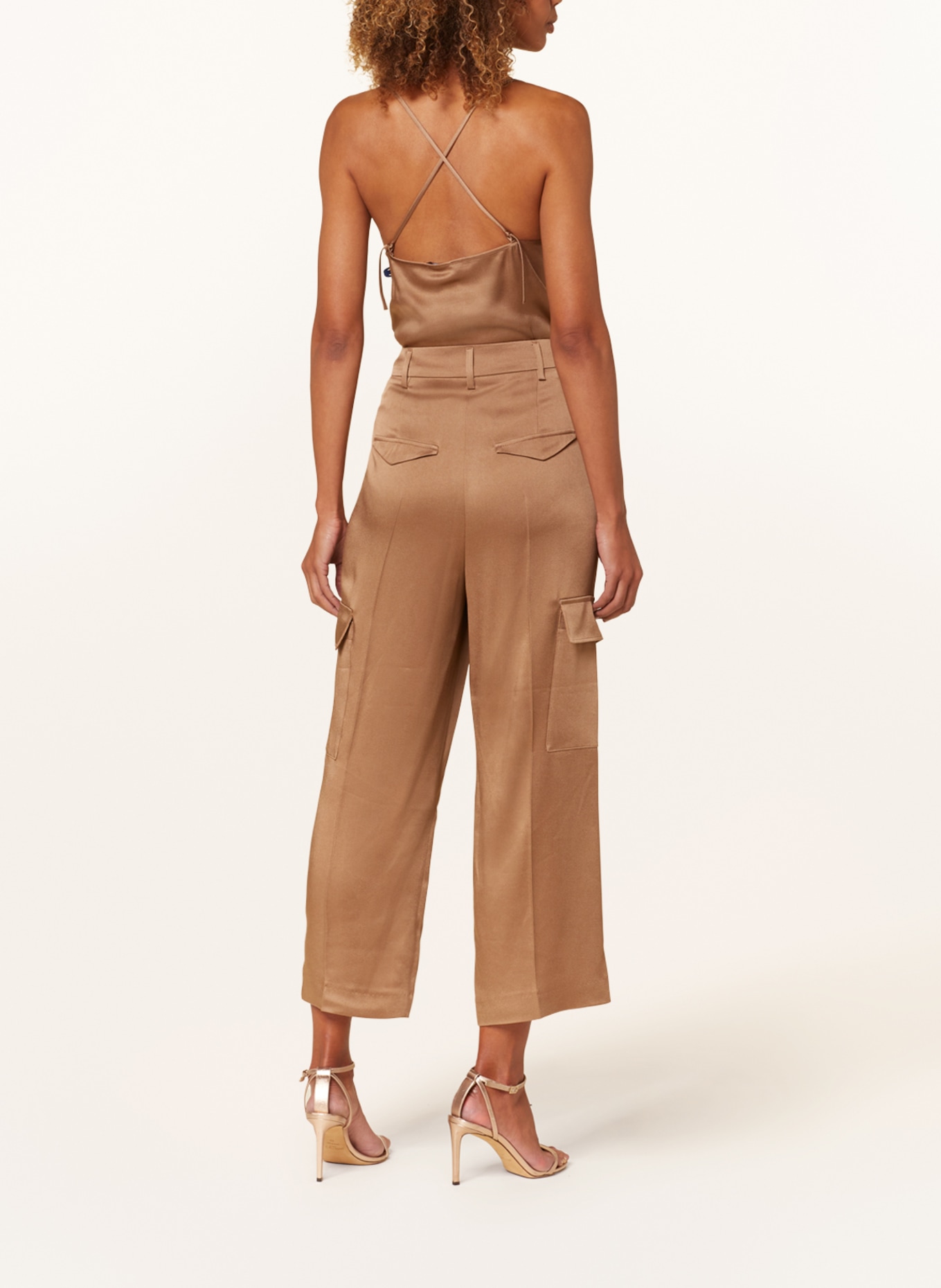 LUISA CERANO Cargo pants made of satin, Color: CAMEL (Image 3)