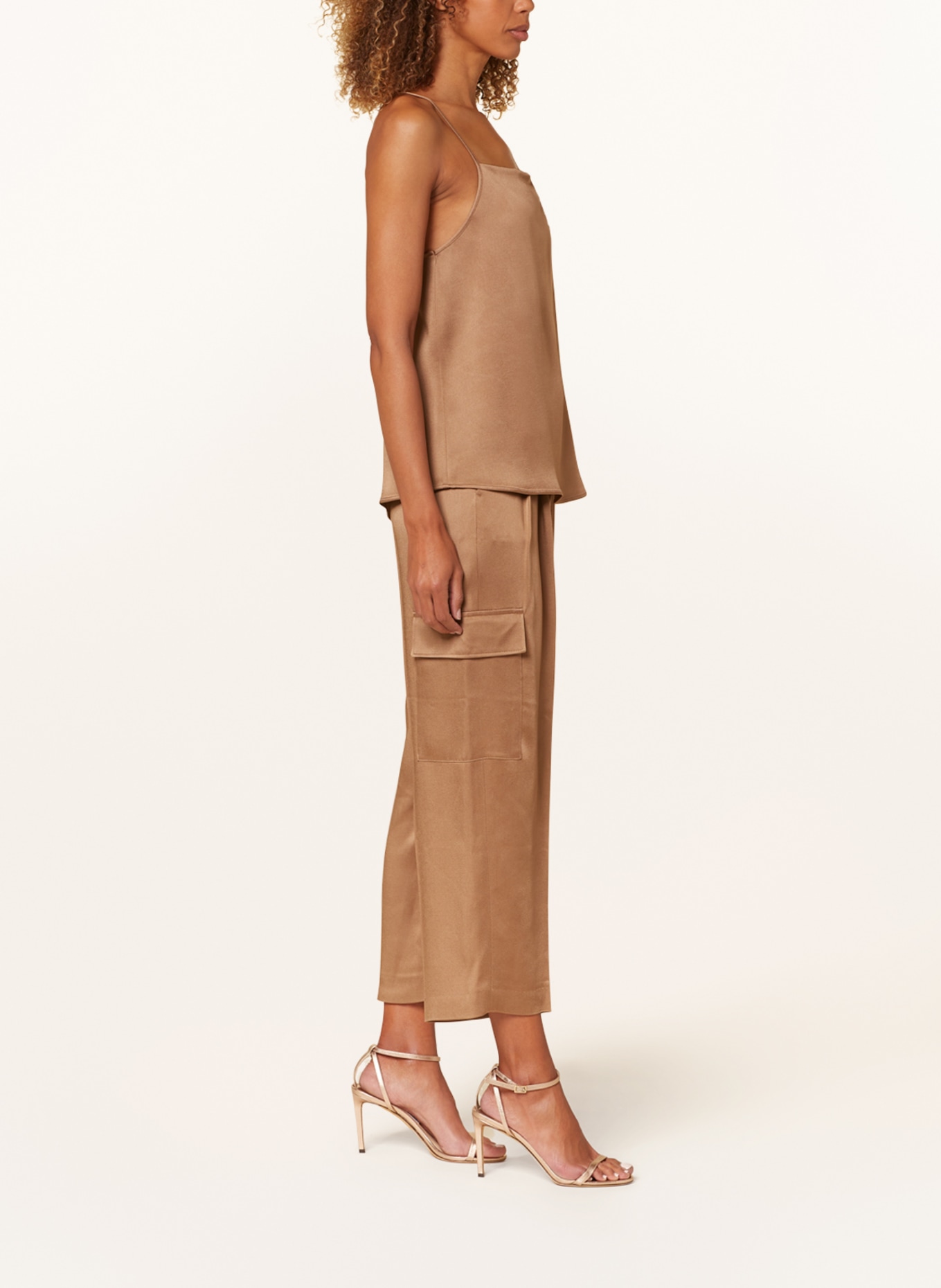 LUISA CERANO Cargo pants made of satin, Color: CAMEL (Image 4)