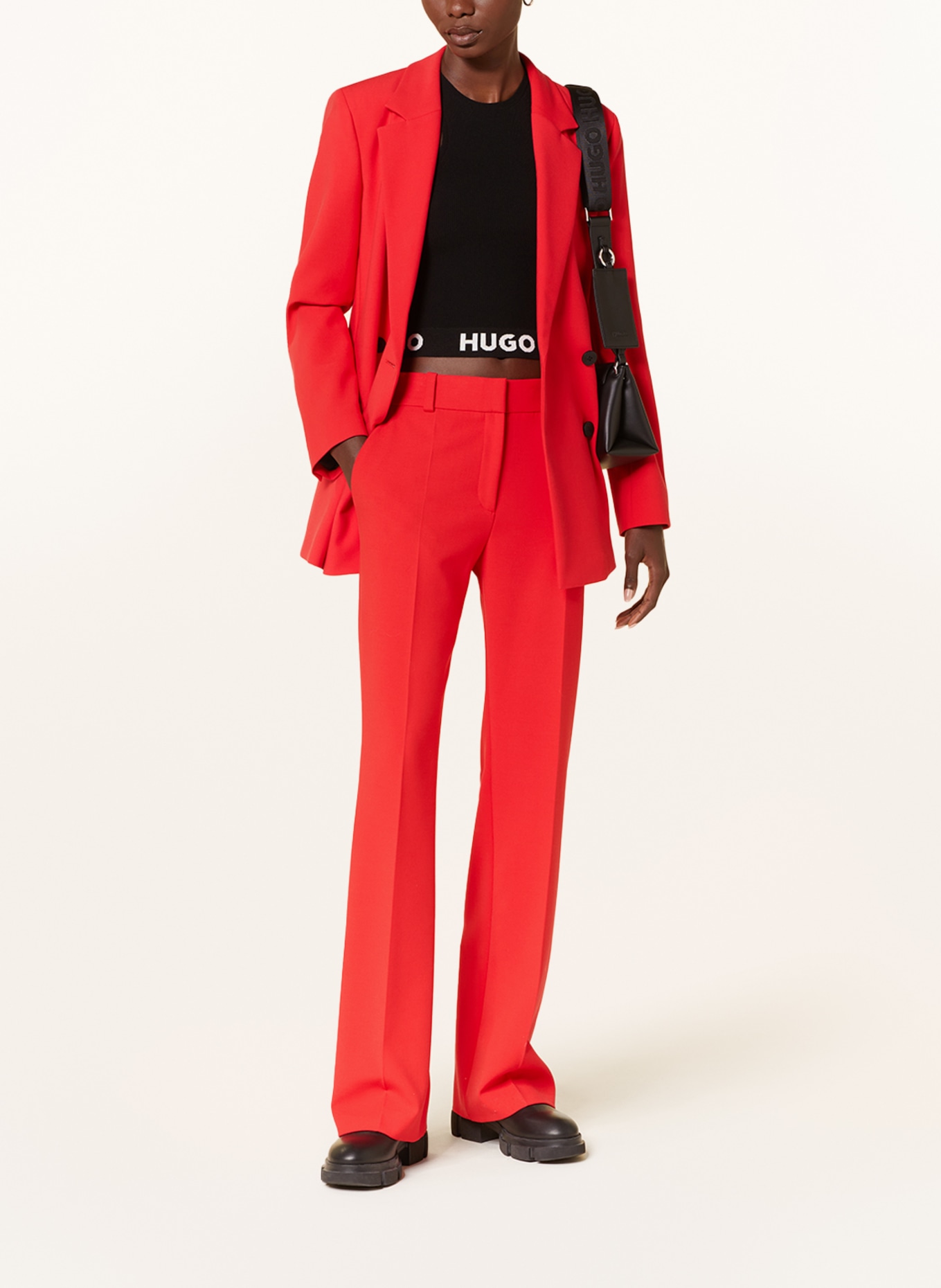 HUGO Wide leg trousers HOVANI, Color: RED (Image 2)