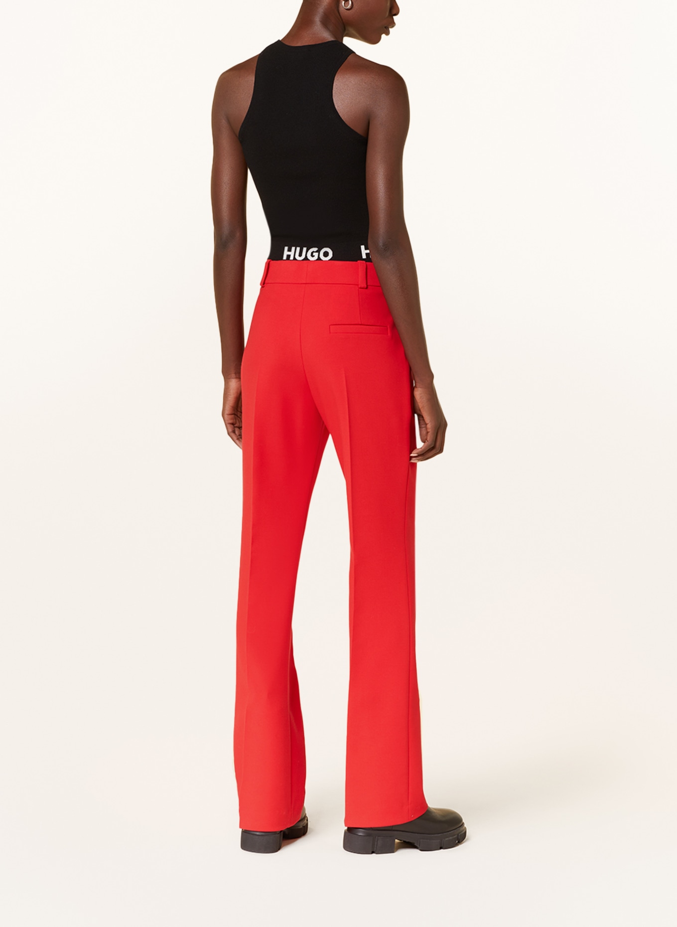 HUGO Wide leg trousers HOVANI, Color: RED (Image 3)