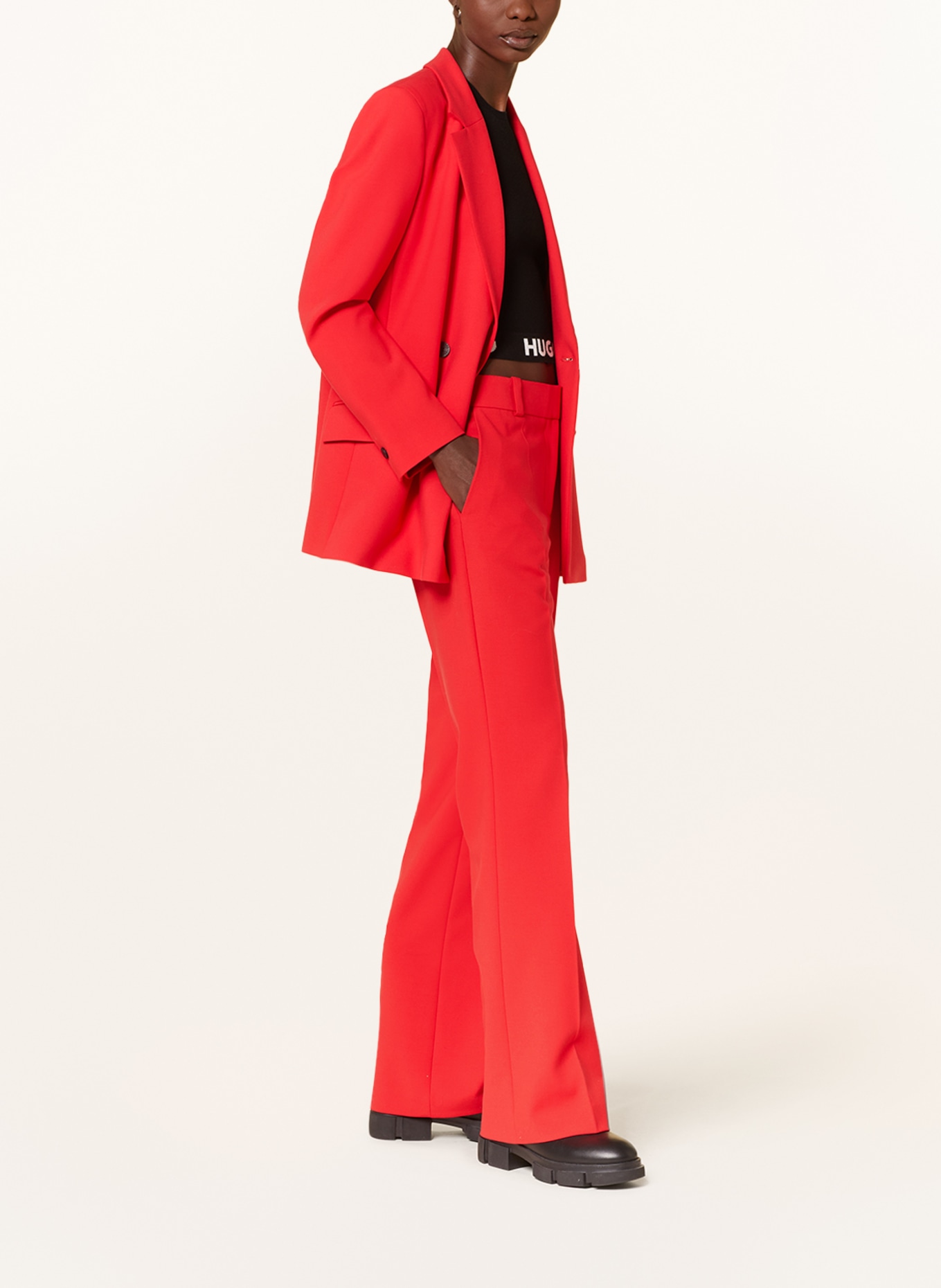 HUGO Wide leg trousers HOVANI, Color: RED (Image 4)