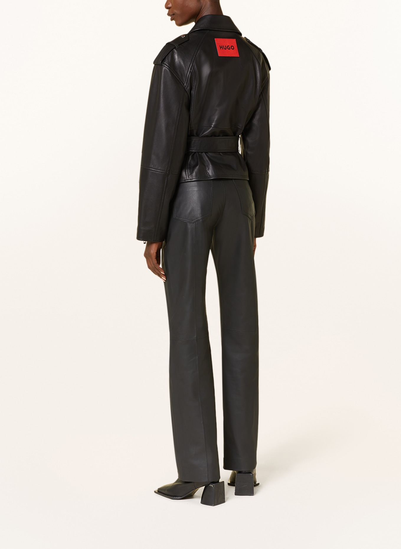 HUGO Leather jacket LAYA, Color: BLACK (Image 3)