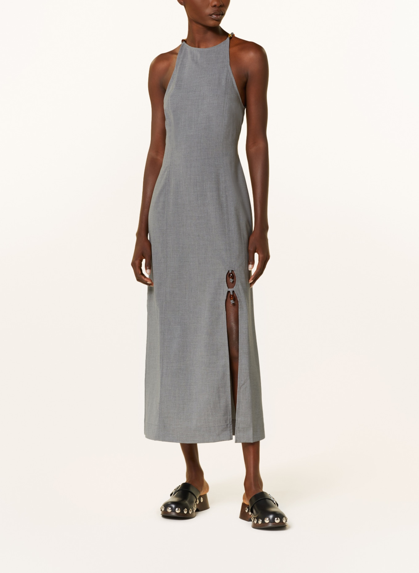 GANNI Kleid DRAPEY mit Schmucksteinen, Farbe: GRAU (Bild 2)