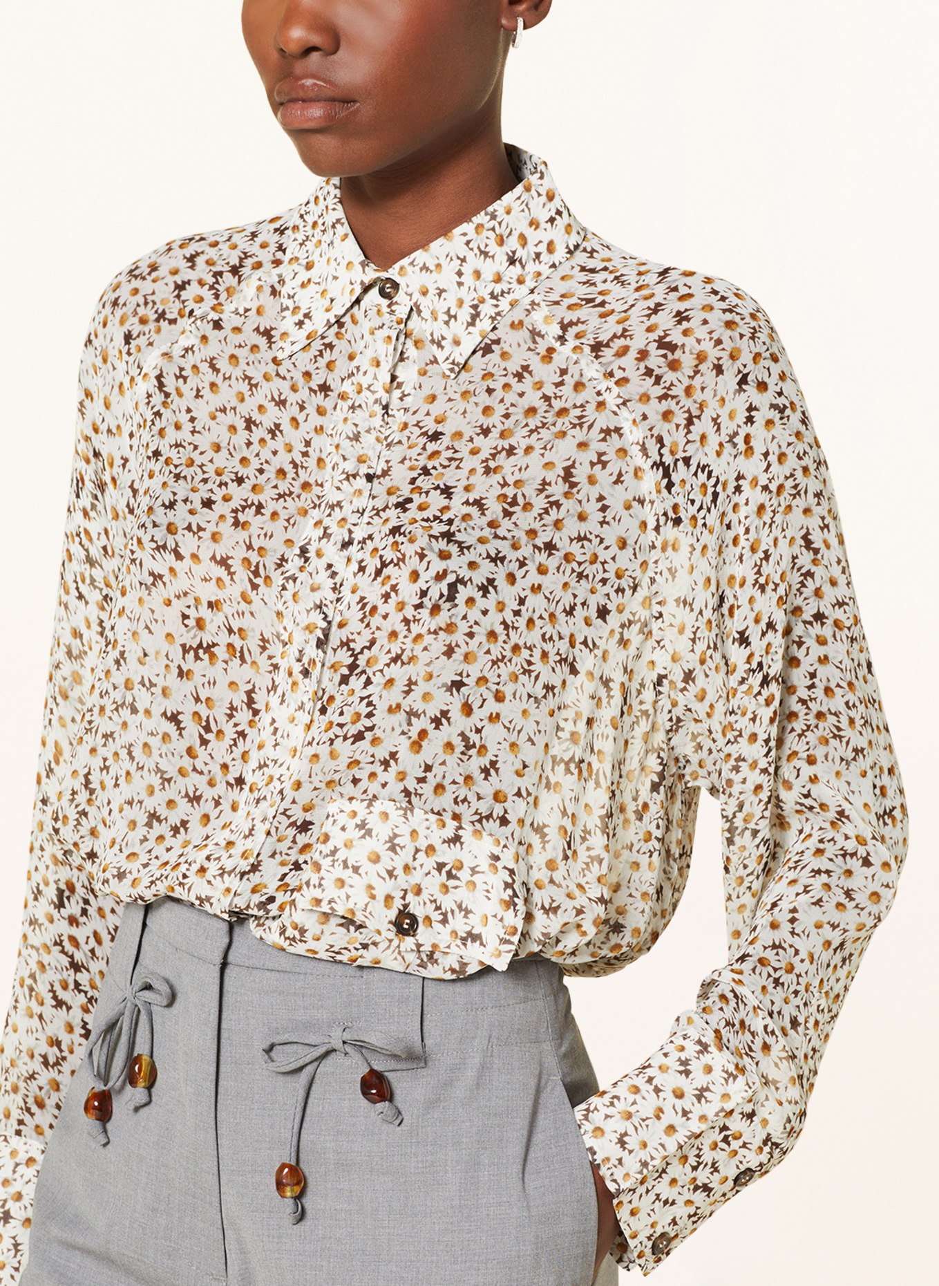 GANNI Shirt blouse, Color: WHITE/ DARK YELLOW/ BLACK (Image 4)