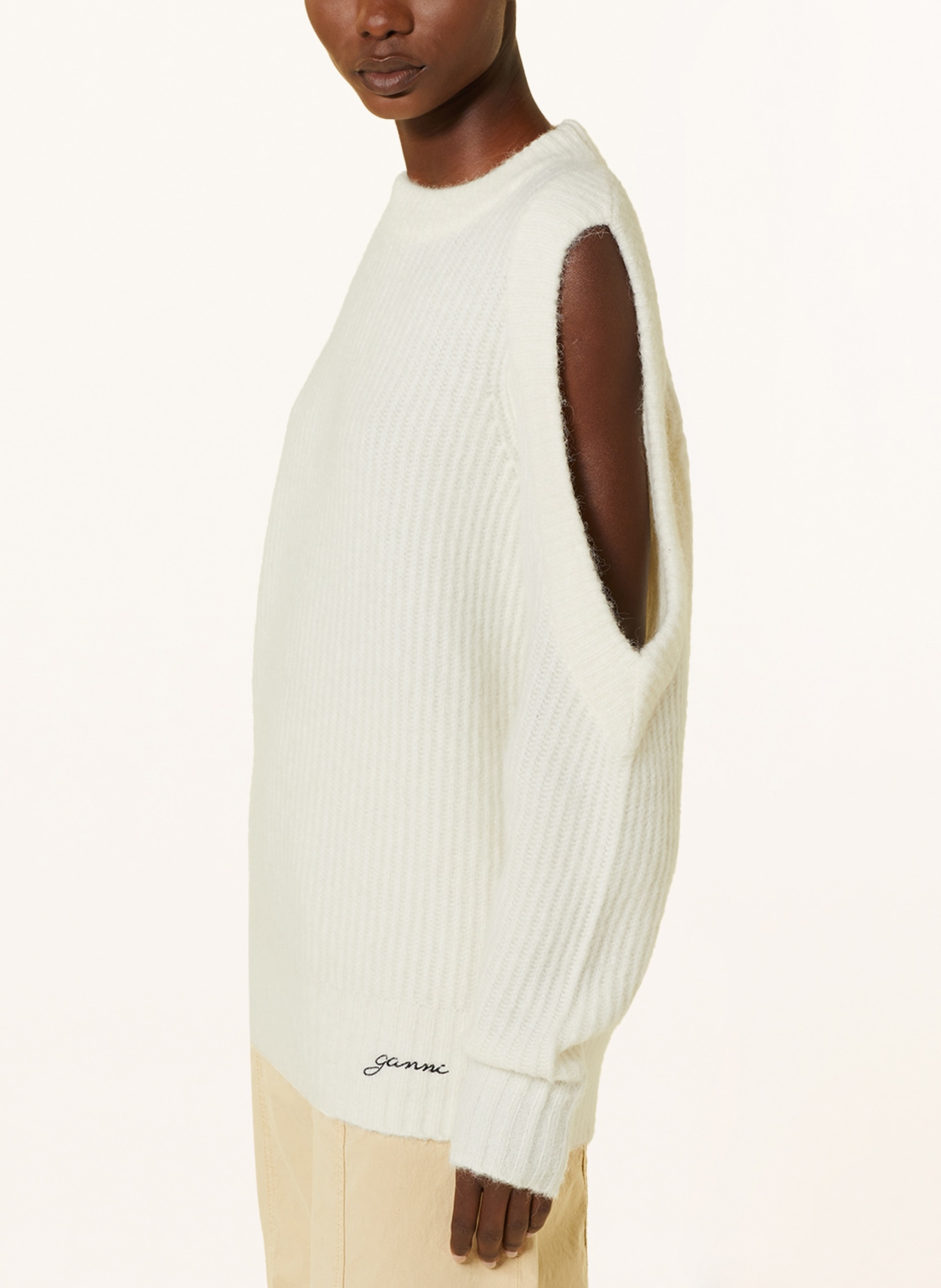 GANNI Pullover mit Cut-outs, Farbe: CREME (Bild 4)