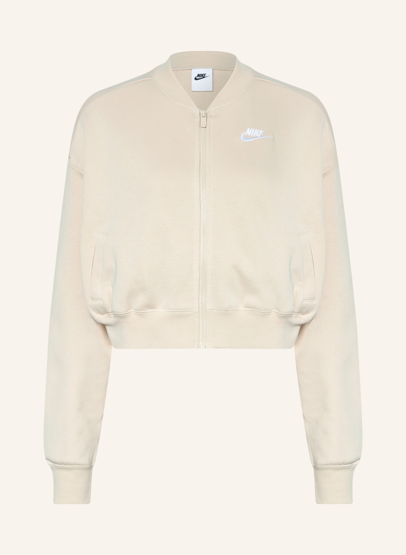 Nike Oversized sweat jacket, Color: BEIGE/ WHITE (Image 1)