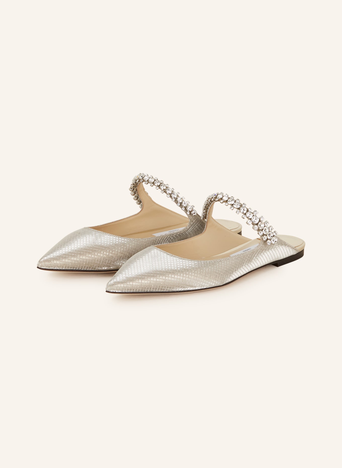 JIMMY CHOO Mules BING FLAT TAI with decorative gems, Color: SILVER (Image 1)