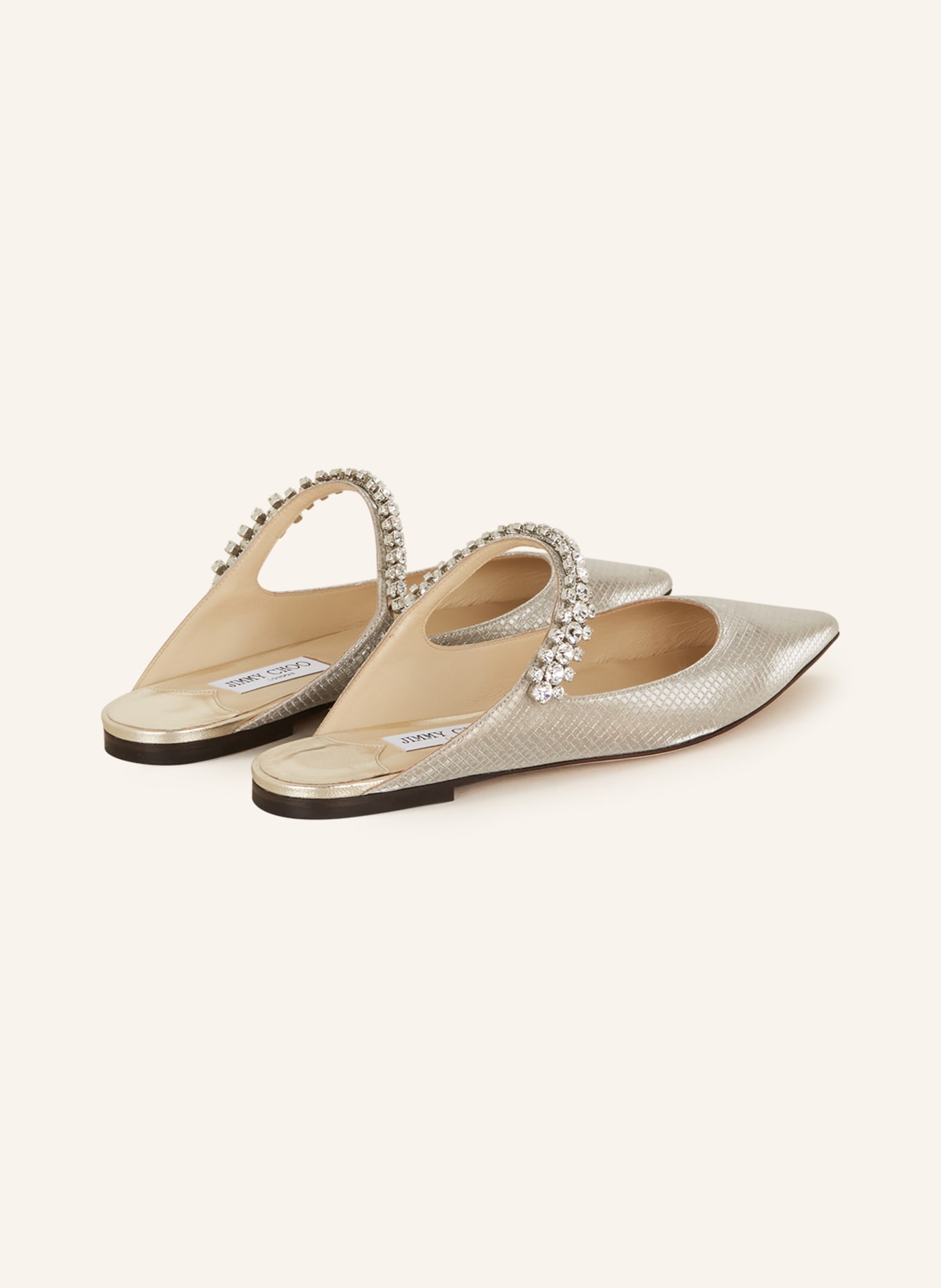 JIMMY CHOO Mules BING FLAT TAI with decorative gems, Color: SILVER (Image 2)
