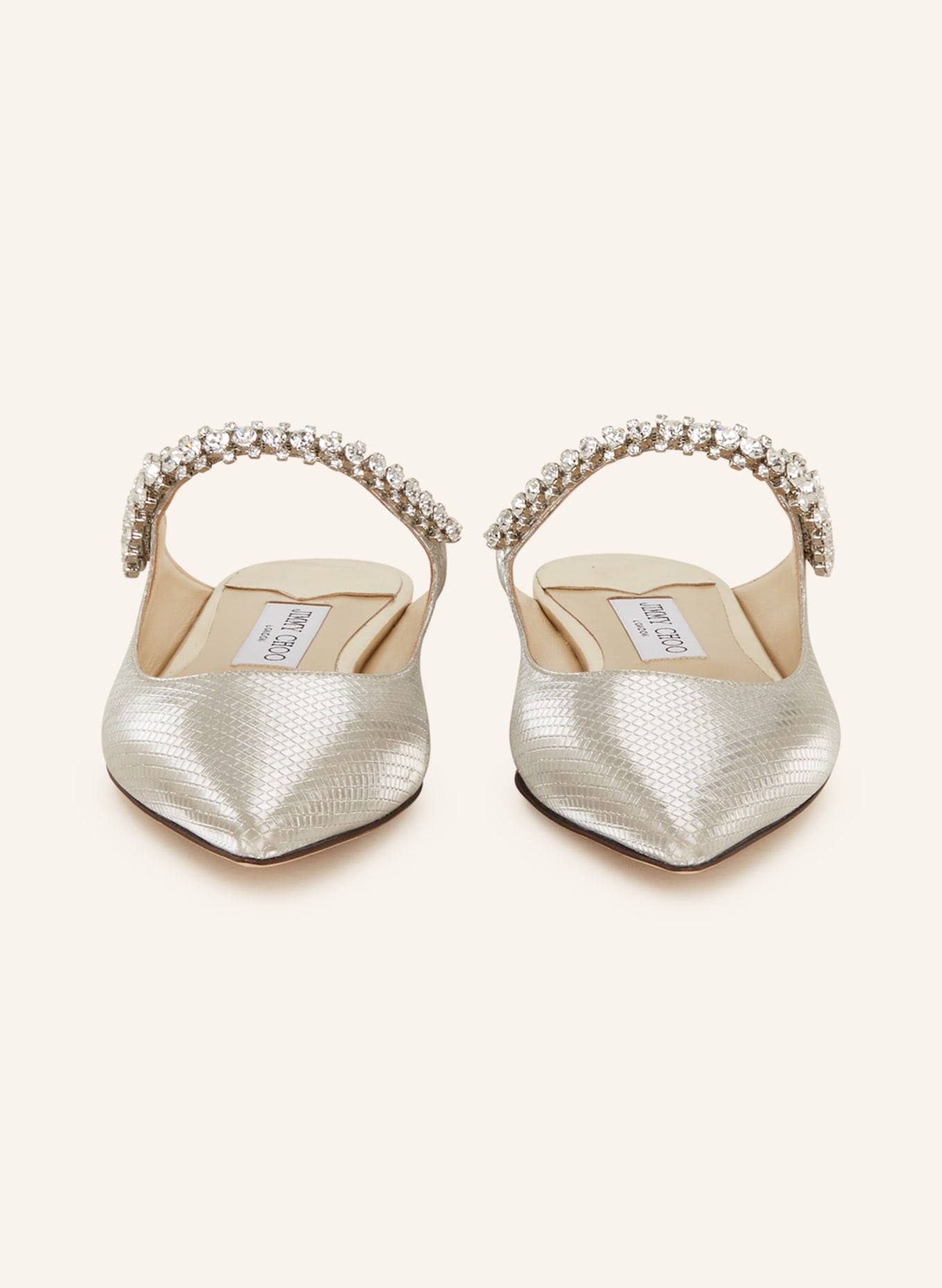 JIMMY CHOO Mules BING FLAT TAI with decorative gems, Color: SILVER (Image 3)