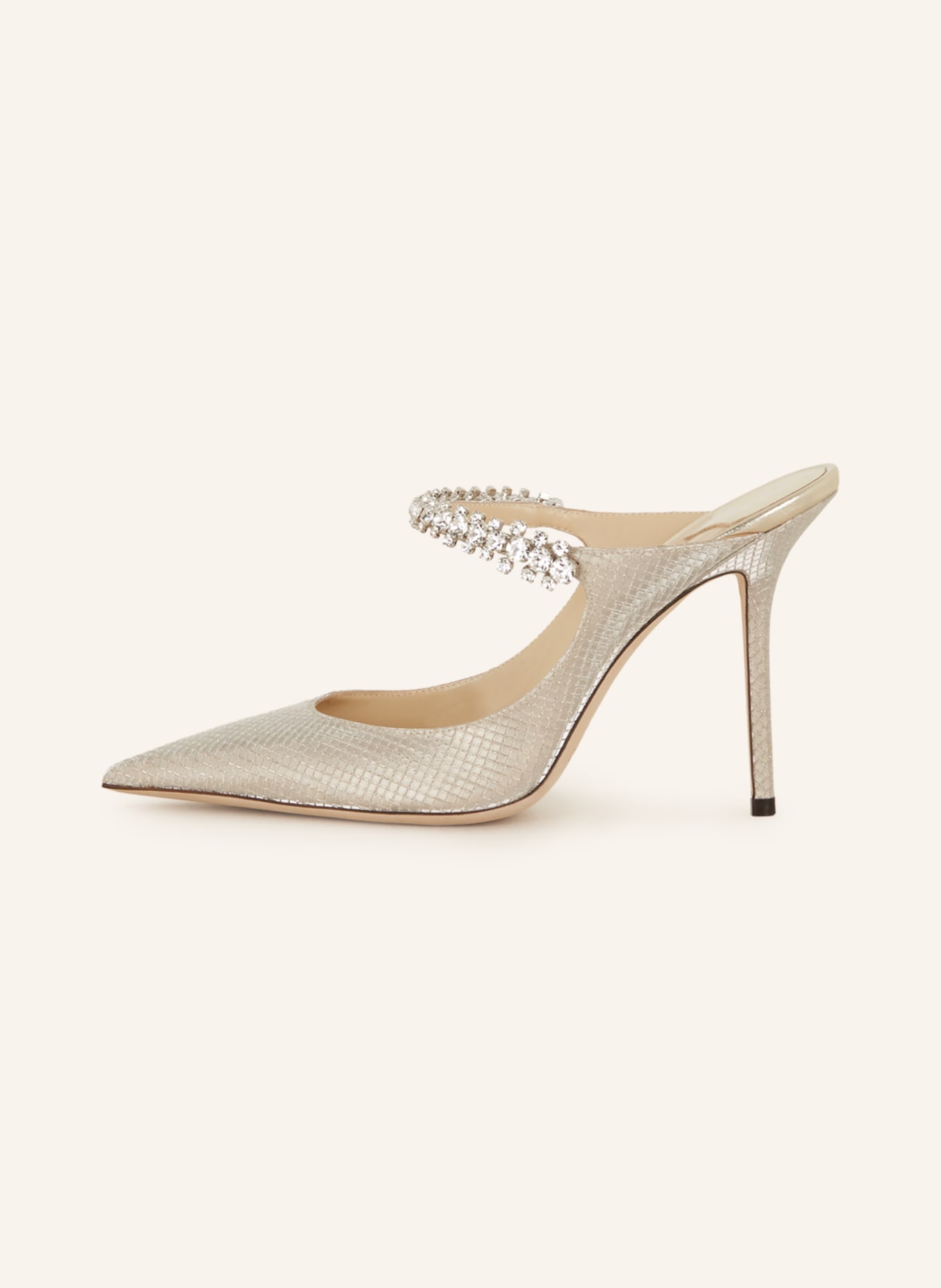 JIMMY CHOO Mules BING 100 with decorative gems: ECRU