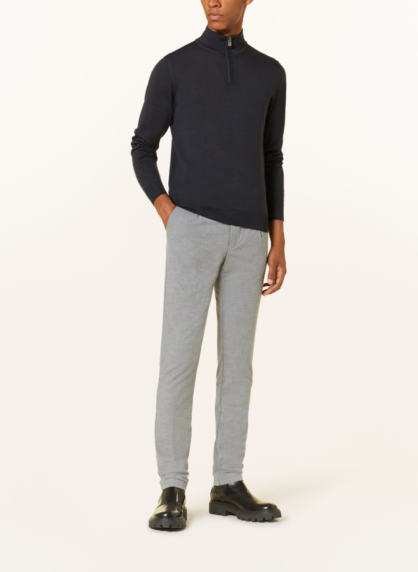 FEDELI Half-zip sweater, Color: DARK GRAY (Image 2)