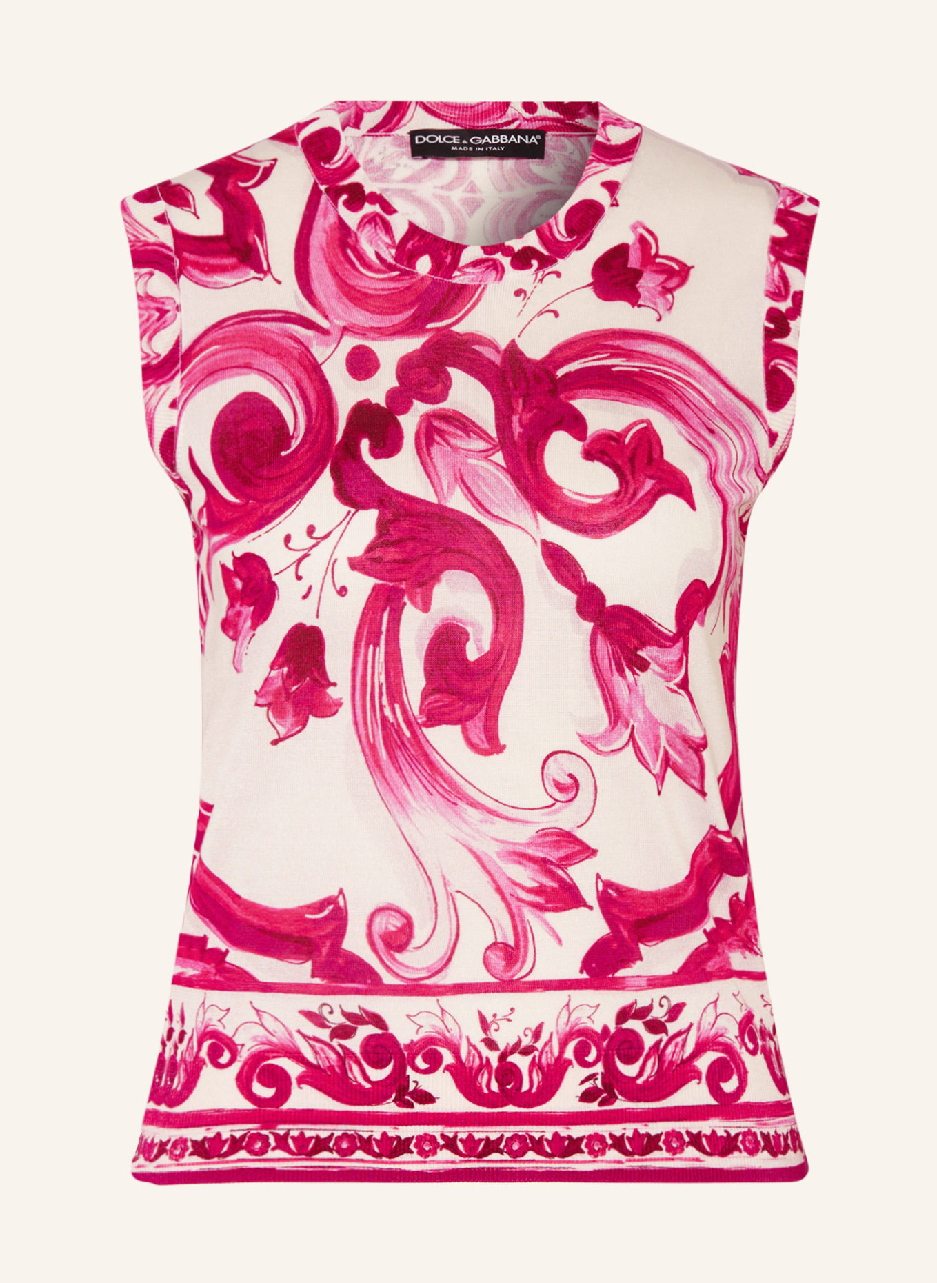 DOLCE & GABBANA Knit top made of silk, Color: WHITE/ PINK (Image 1)