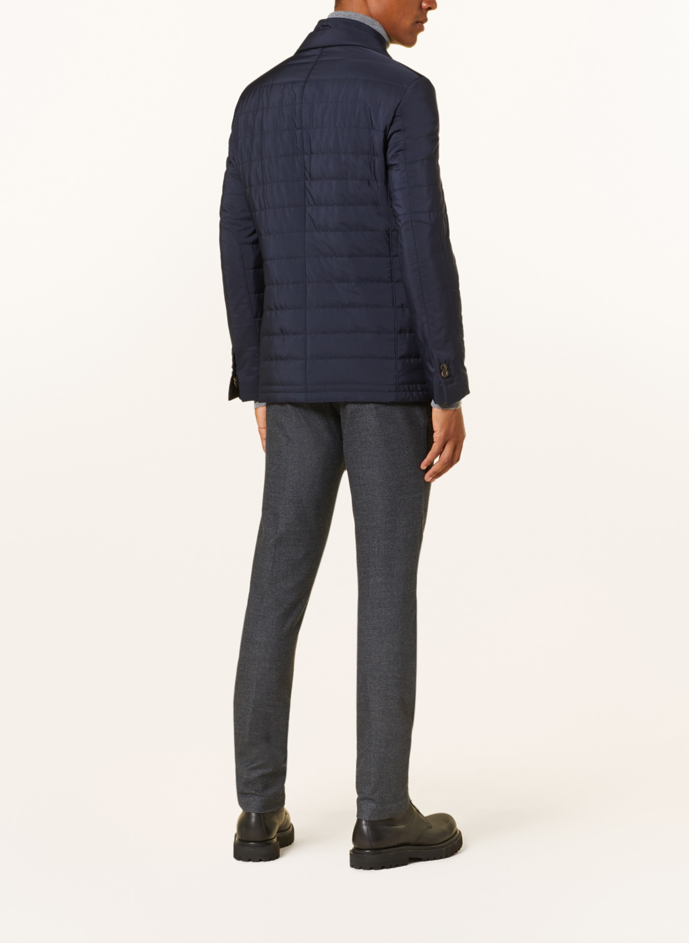 CORNELIANI Quilted jacket with removable panel in dark blue
