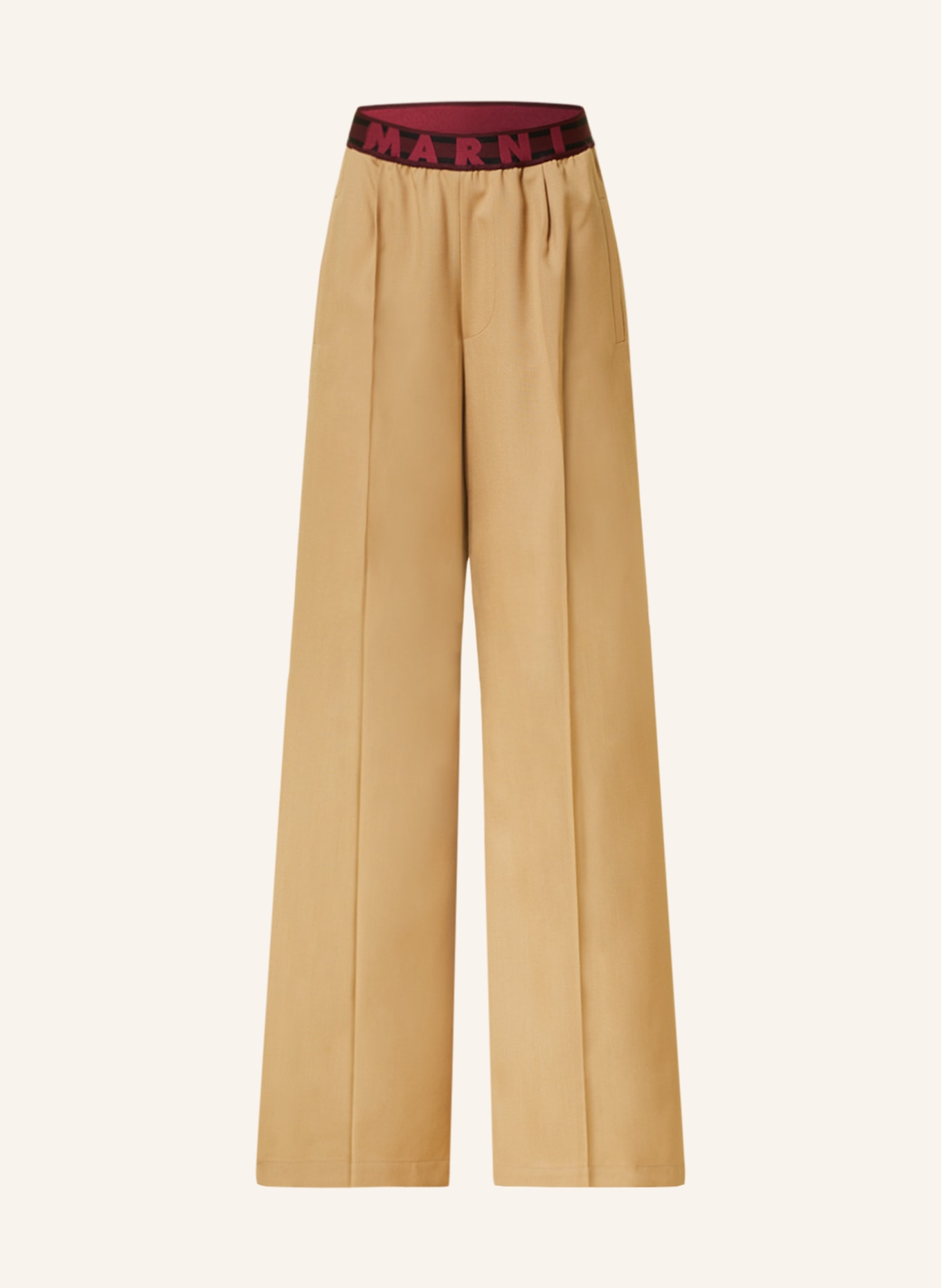 MARNI Wide leg trousers, Color: CAMEL/ DARK RED (Image 1)