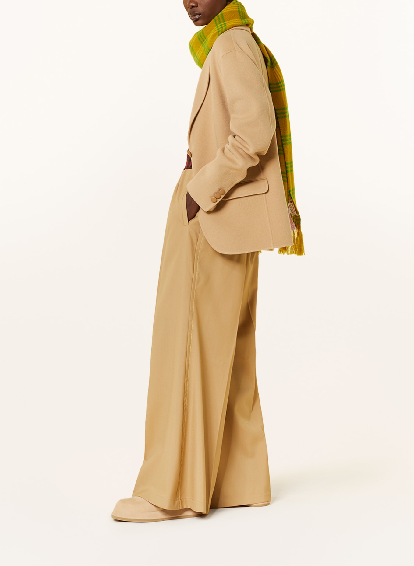 MARNI Wide leg trousers, Color: CAMEL/ DARK RED (Image 4)
