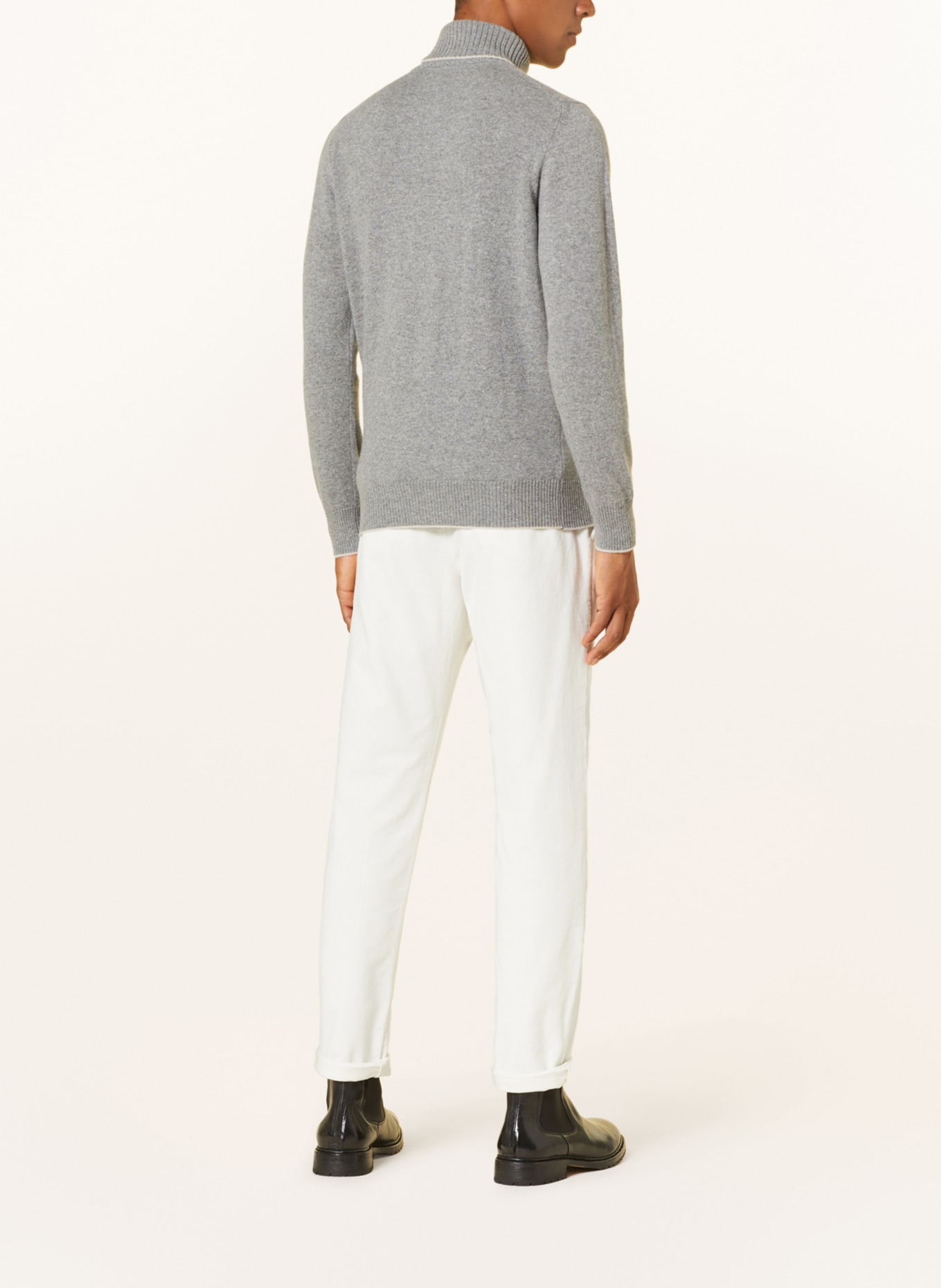 eleventy Turtleneck sweater in cashmere, Color: GRAY (Image 3)
