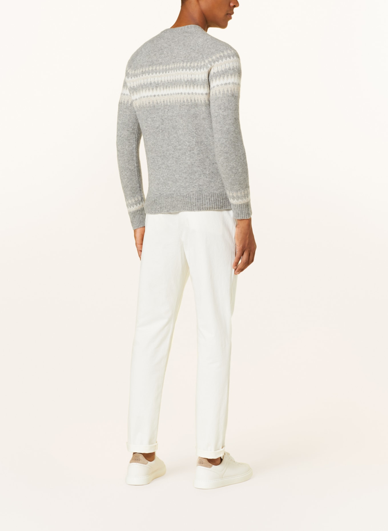 eleventy Sweter z dodatkiem kaszmiru i jedwabiu, Kolor: SZARY/ BIAŁY/ BEŻOWY (Obrazek 3)
