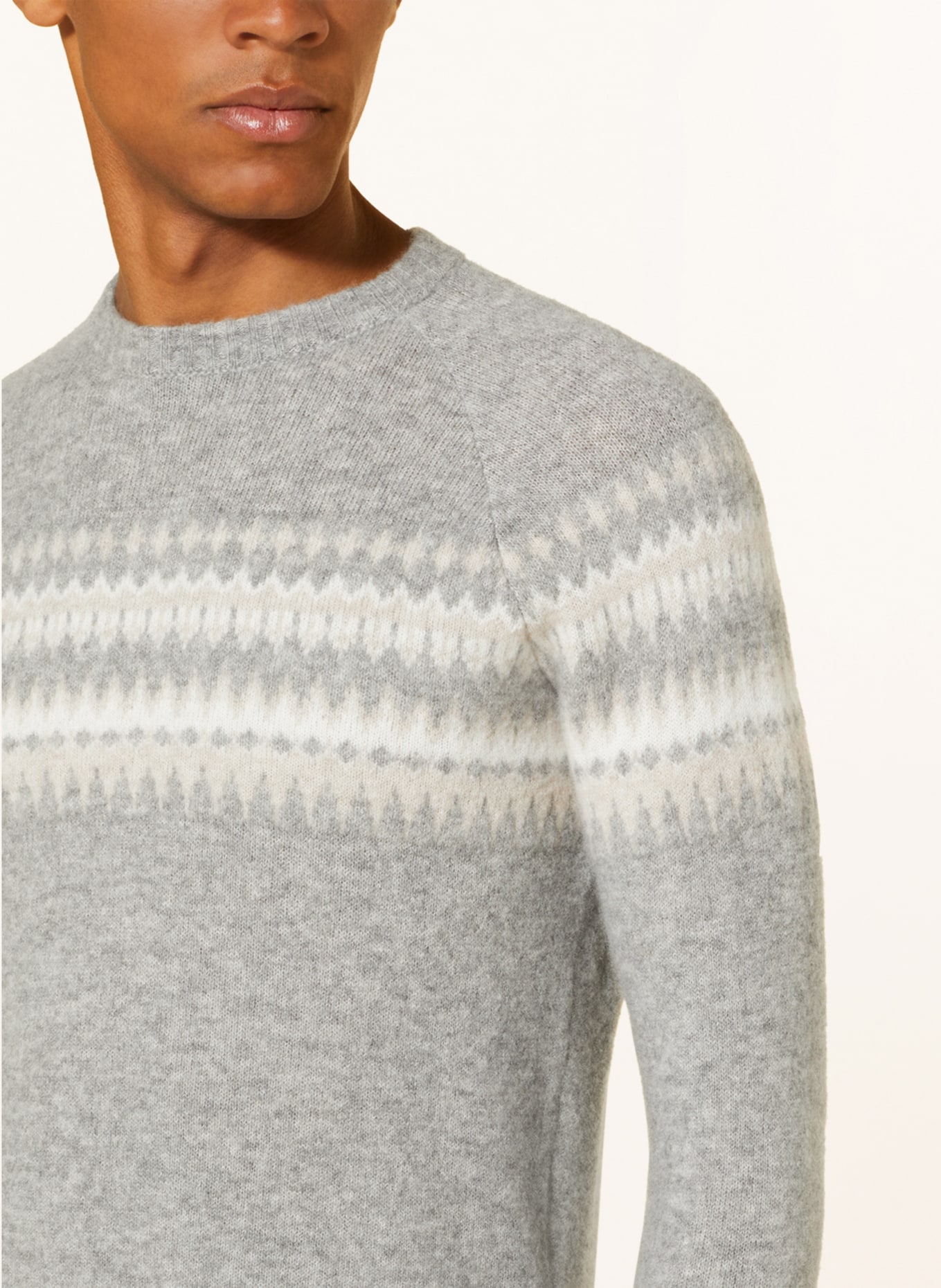 eleventy Sweter z dodatkiem kaszmiru i jedwabiu, Kolor: SZARY/ BIAŁY/ BEŻOWY (Obrazek 4)