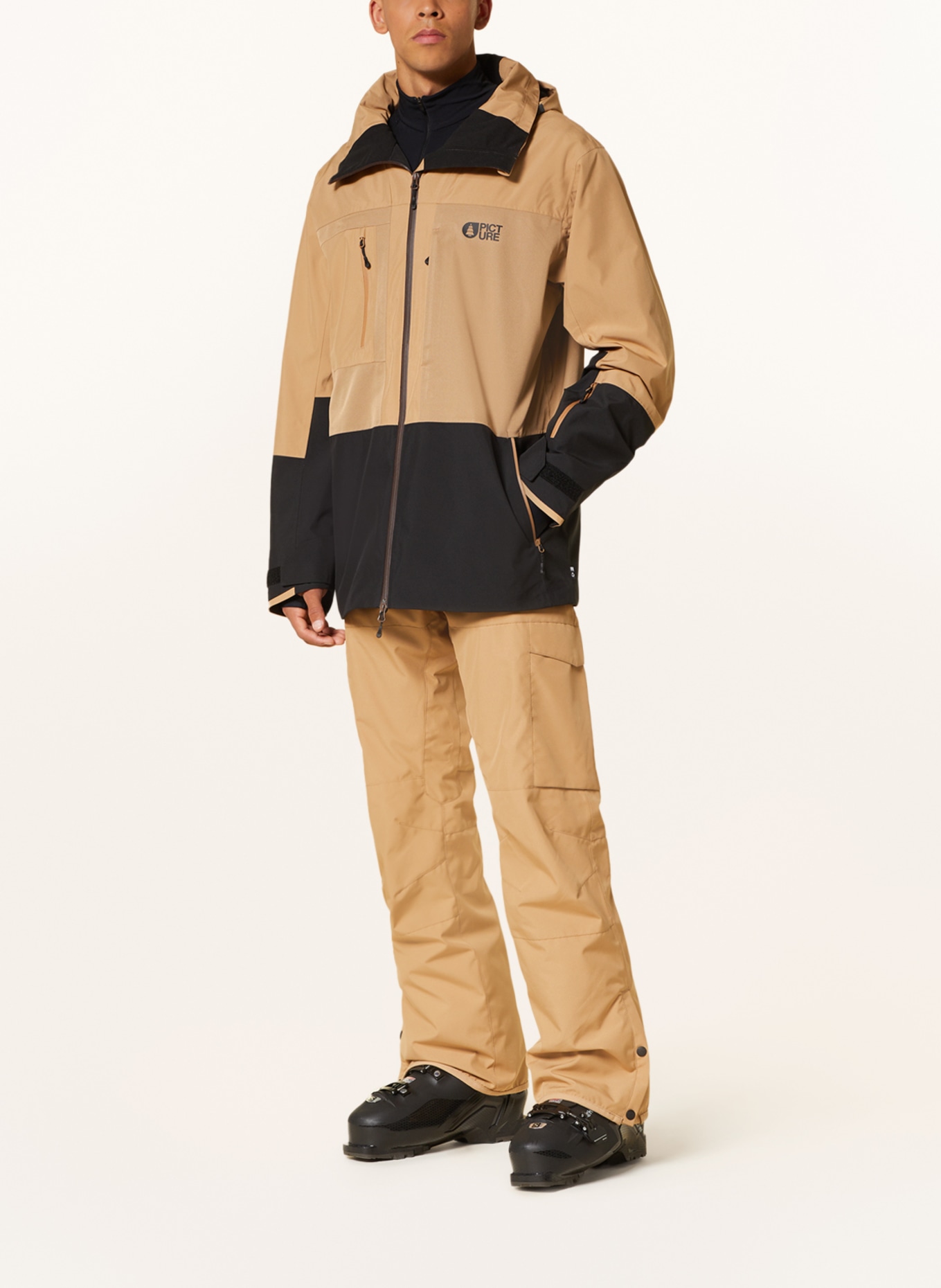 PICTURE Hardshell ski jacket TRACK, Color: CAMEL/ BLACK (Image 2)