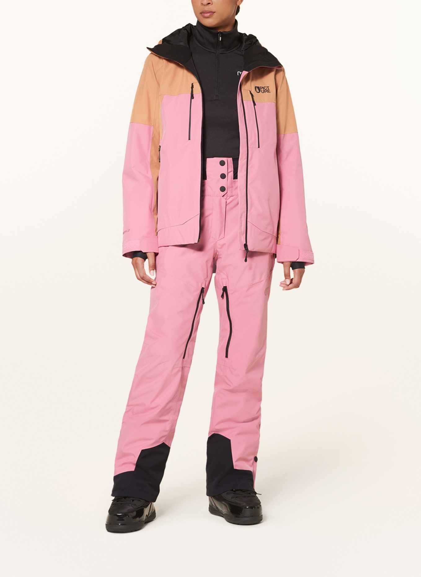PICTURE Ski jacket EXA, Color: BEIGE/ PINK (Image 2)