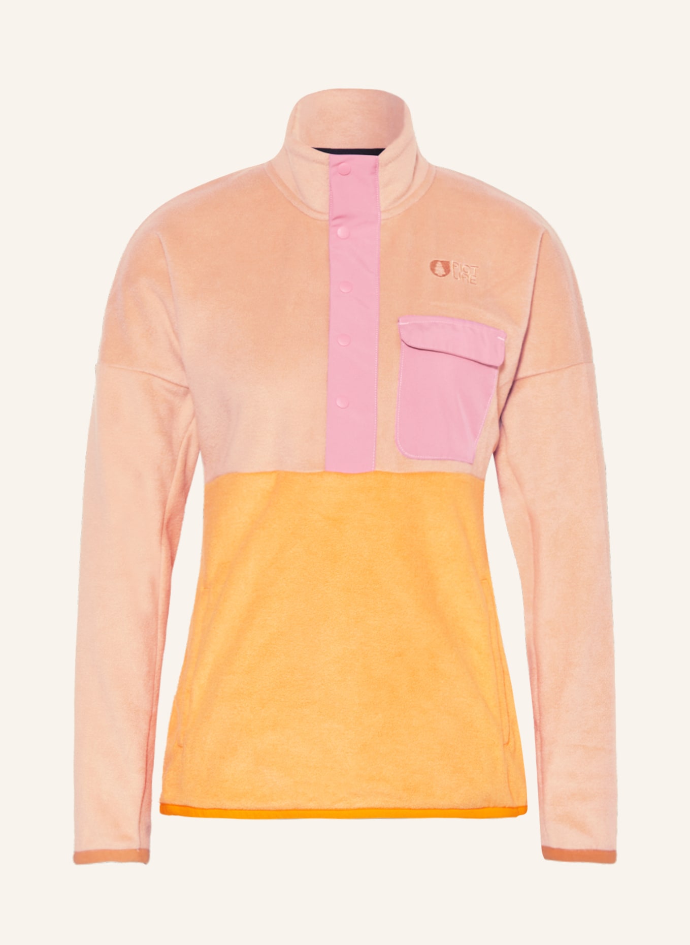PICTURE Fleece half-zip sweater ARCA, Color: BEIGE/ ORANGE/ PINK (Image 1)