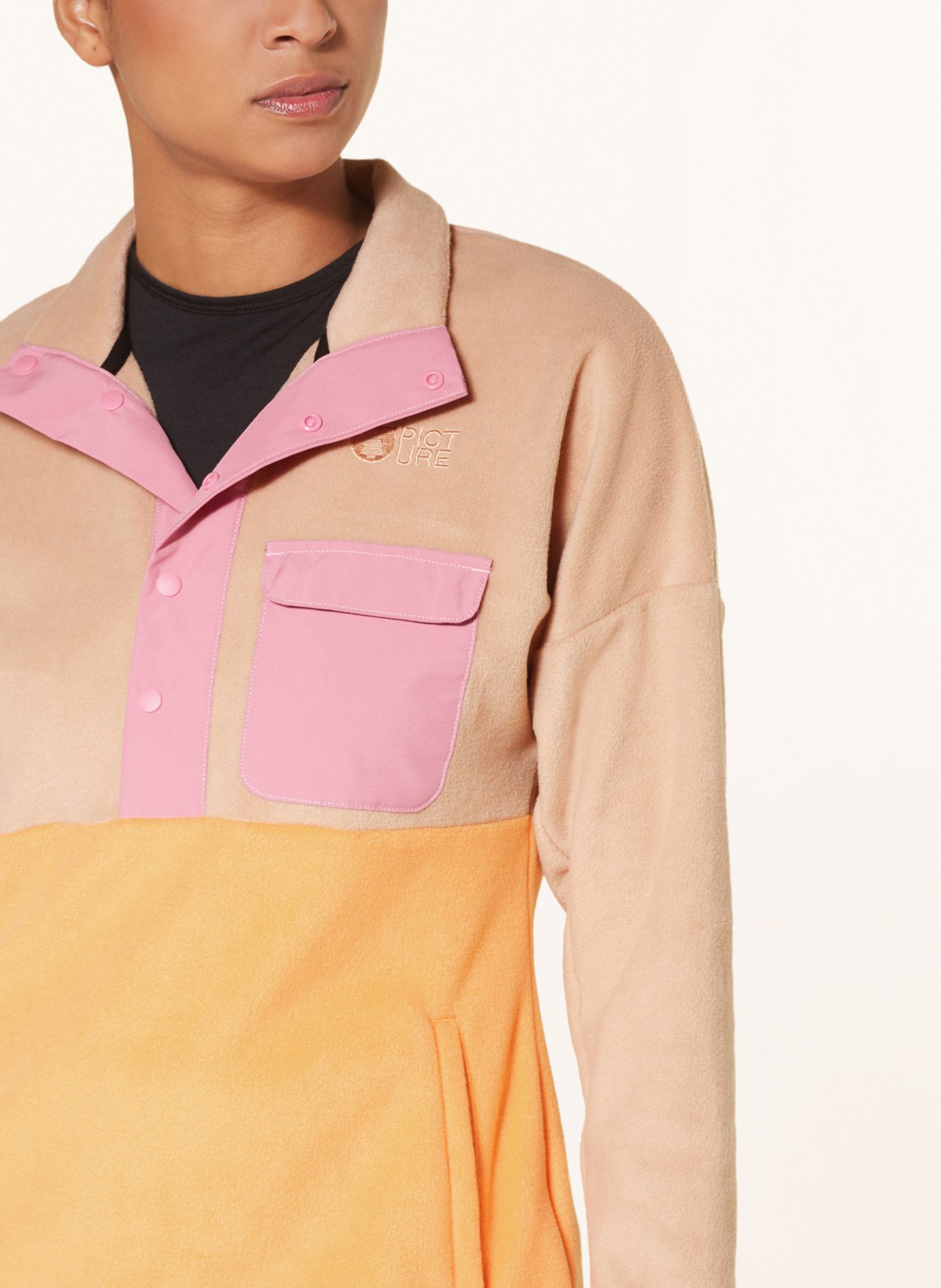 PICTURE Fleece half-zip sweater ARCA, Color: BEIGE/ ORANGE/ PINK (Image 4)