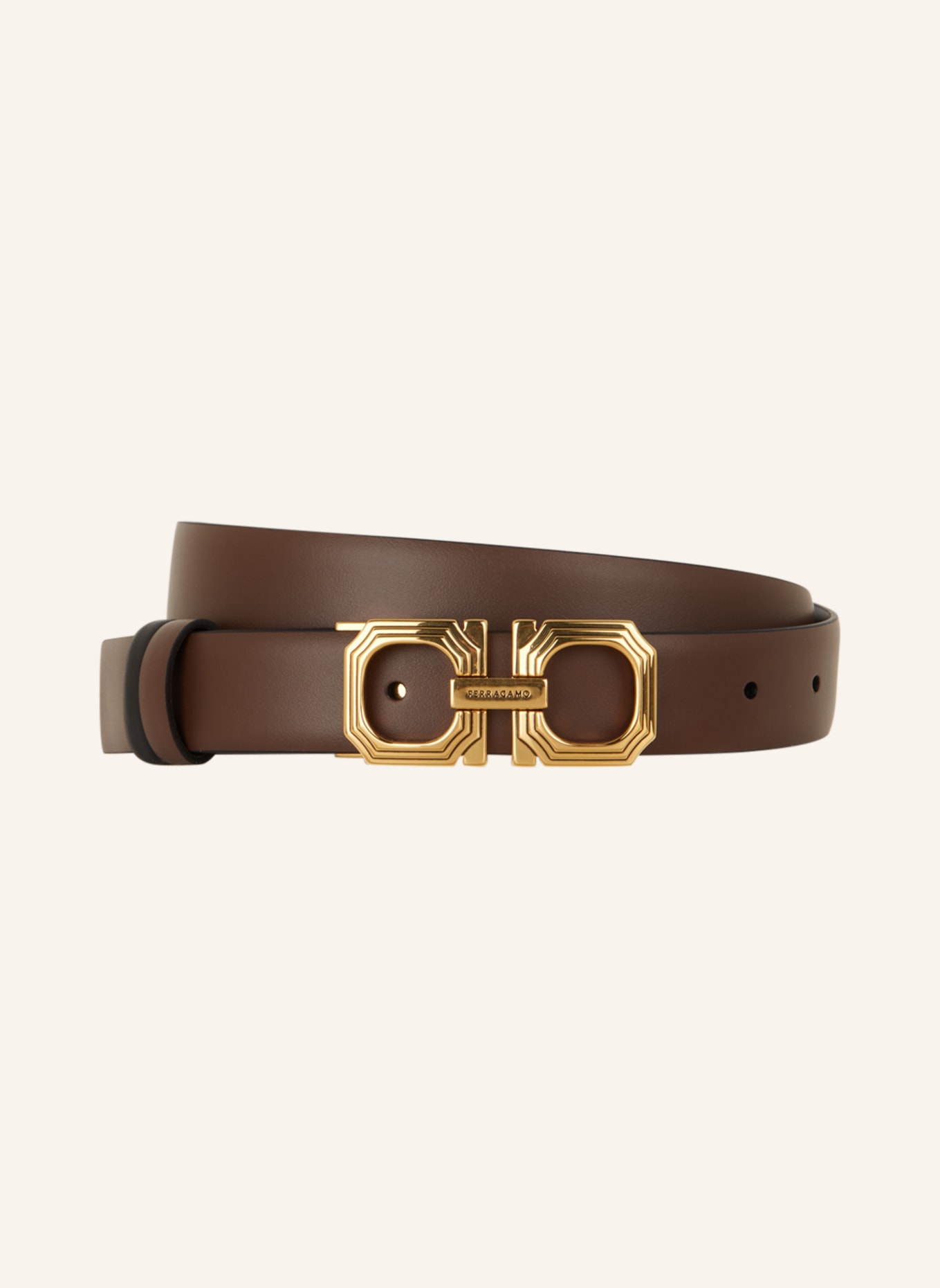 FERRAGAMO Leather belt GANCINI SQUARED, reversible, Color: DARK BROWN/ BLACK (Image 1)
