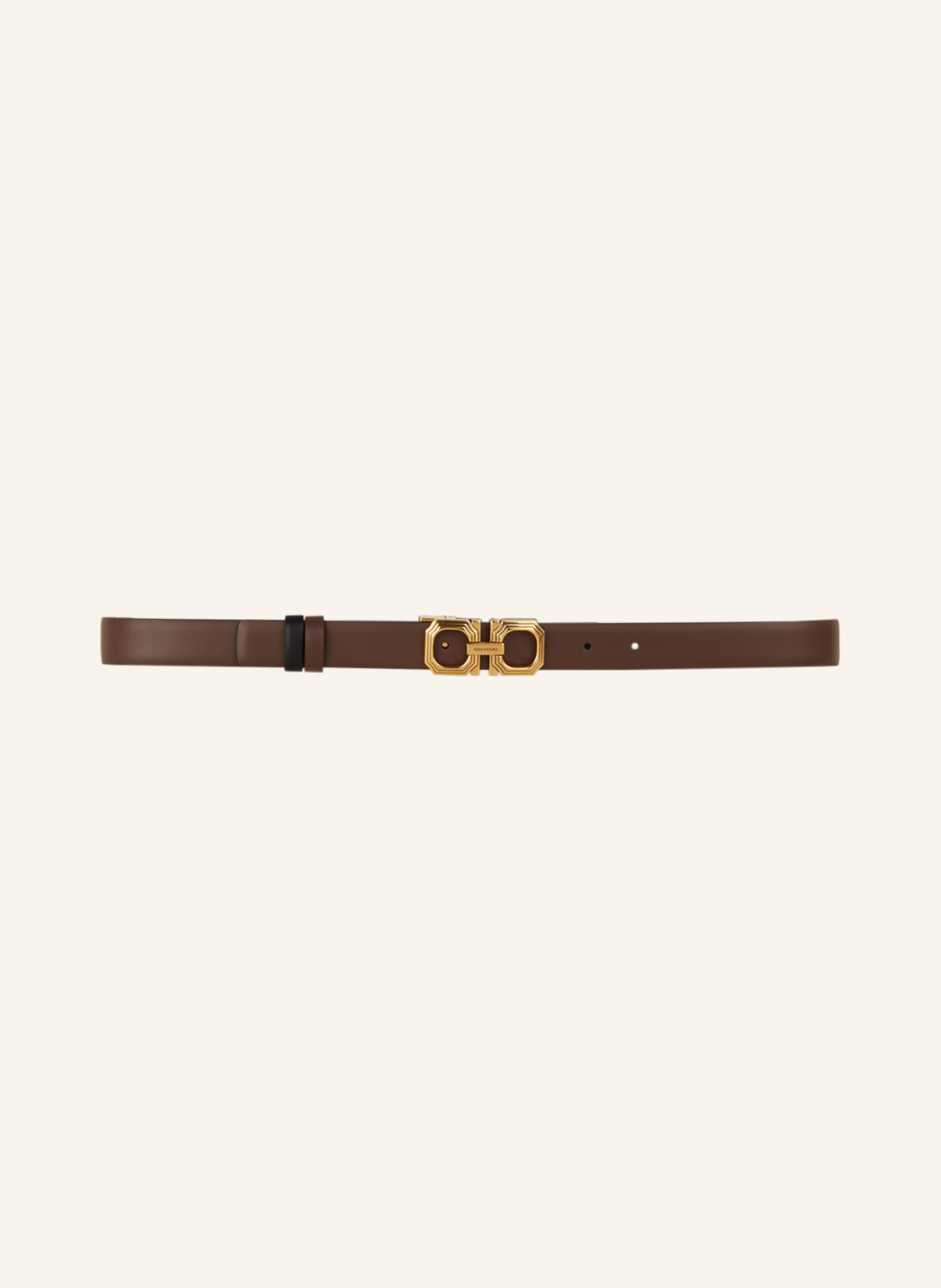 FERRAGAMO Leather belt GANCINI SQUARED, reversible, Color: DARK BROWN/ BLACK (Image 3)