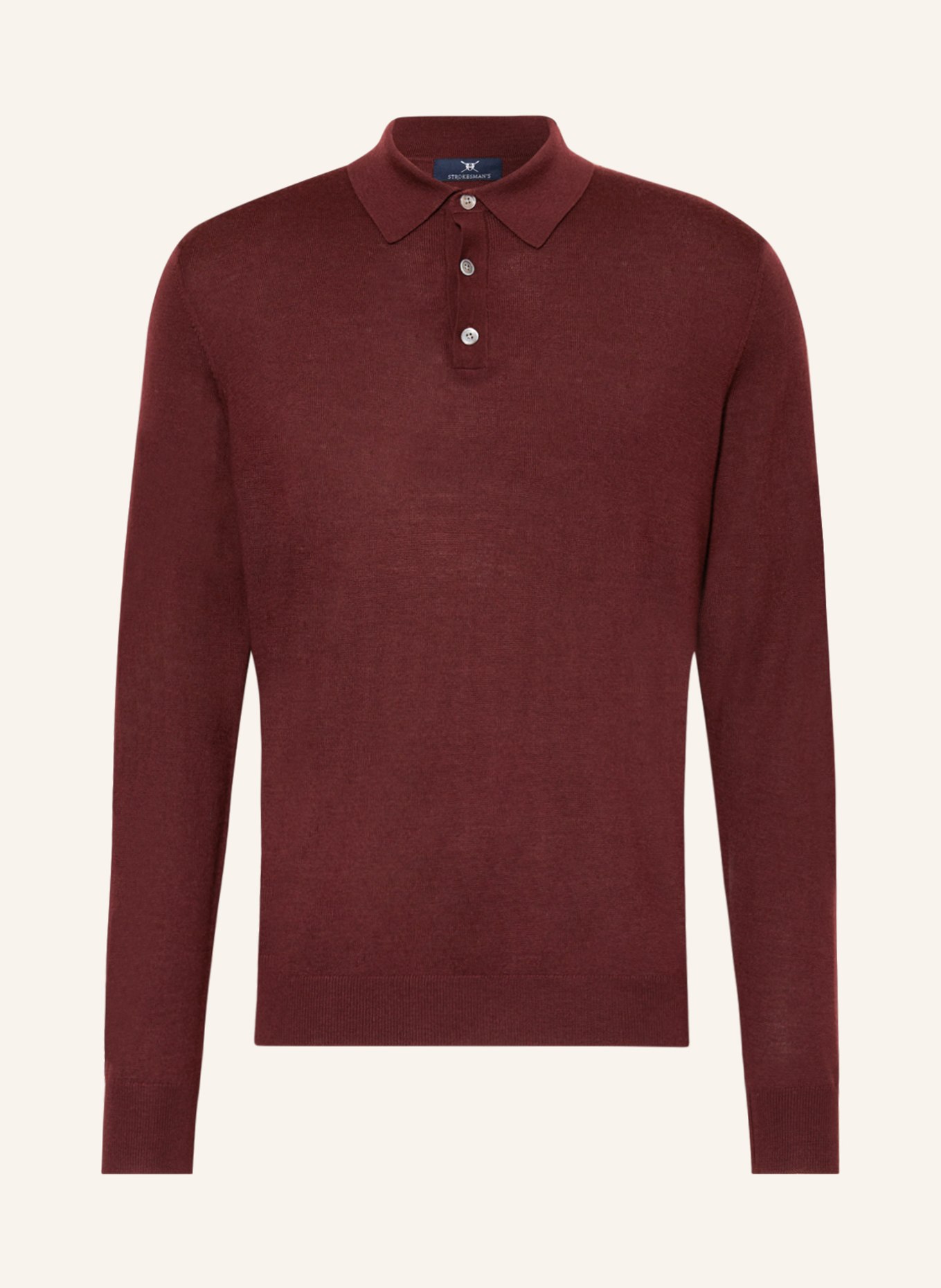 STROKESMAN'S Knitted polo shirt made of merino wool, Color: DARK RED (Image 1)