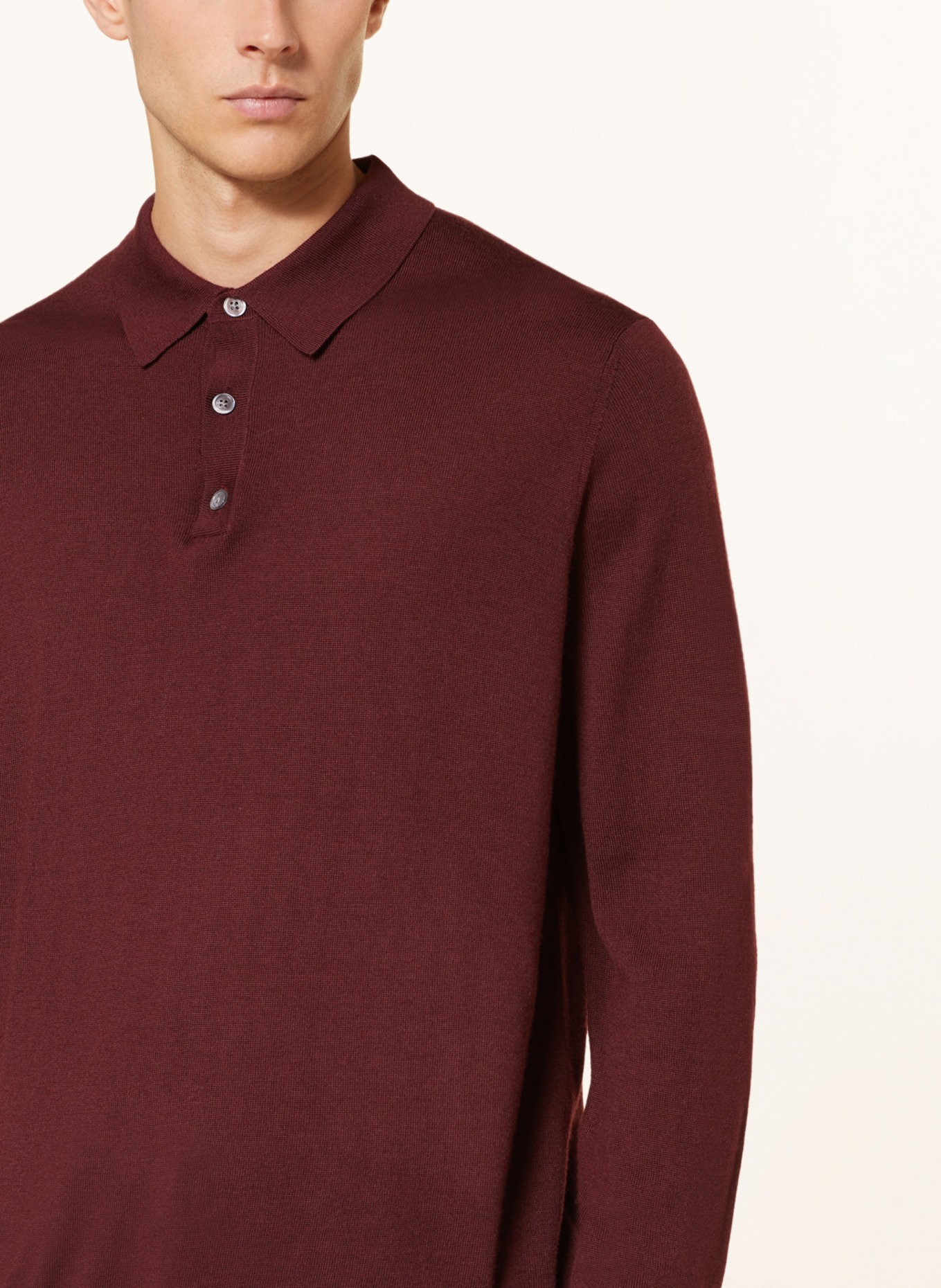 STROKESMAN'S Knitted polo shirt made of merino wool, Color: DARK RED (Image 4)