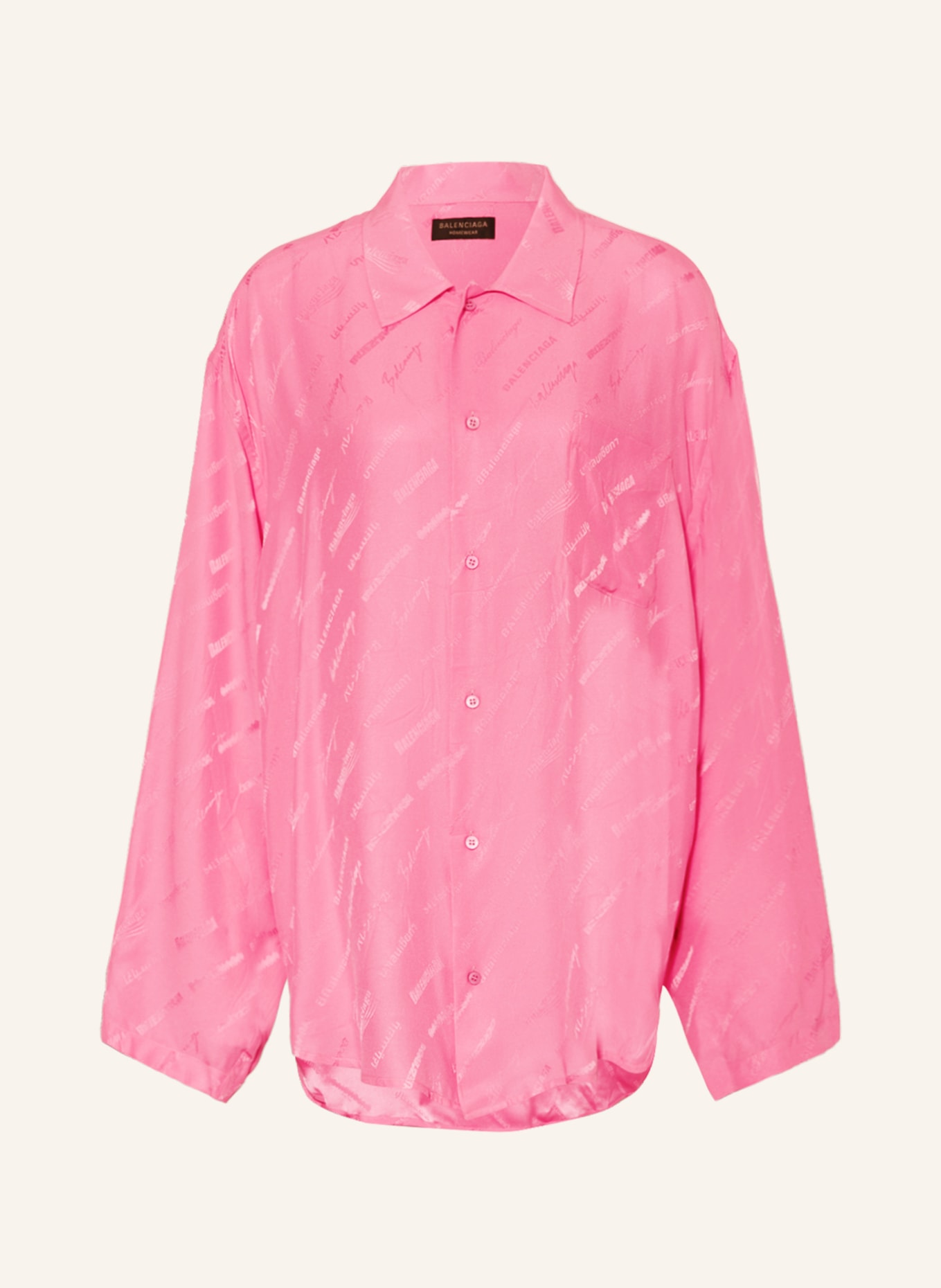 BALENCIAGA Koszula oversize z jedwabiu, Kolor: MOCNORÓŻOWY (Obrazek 1)