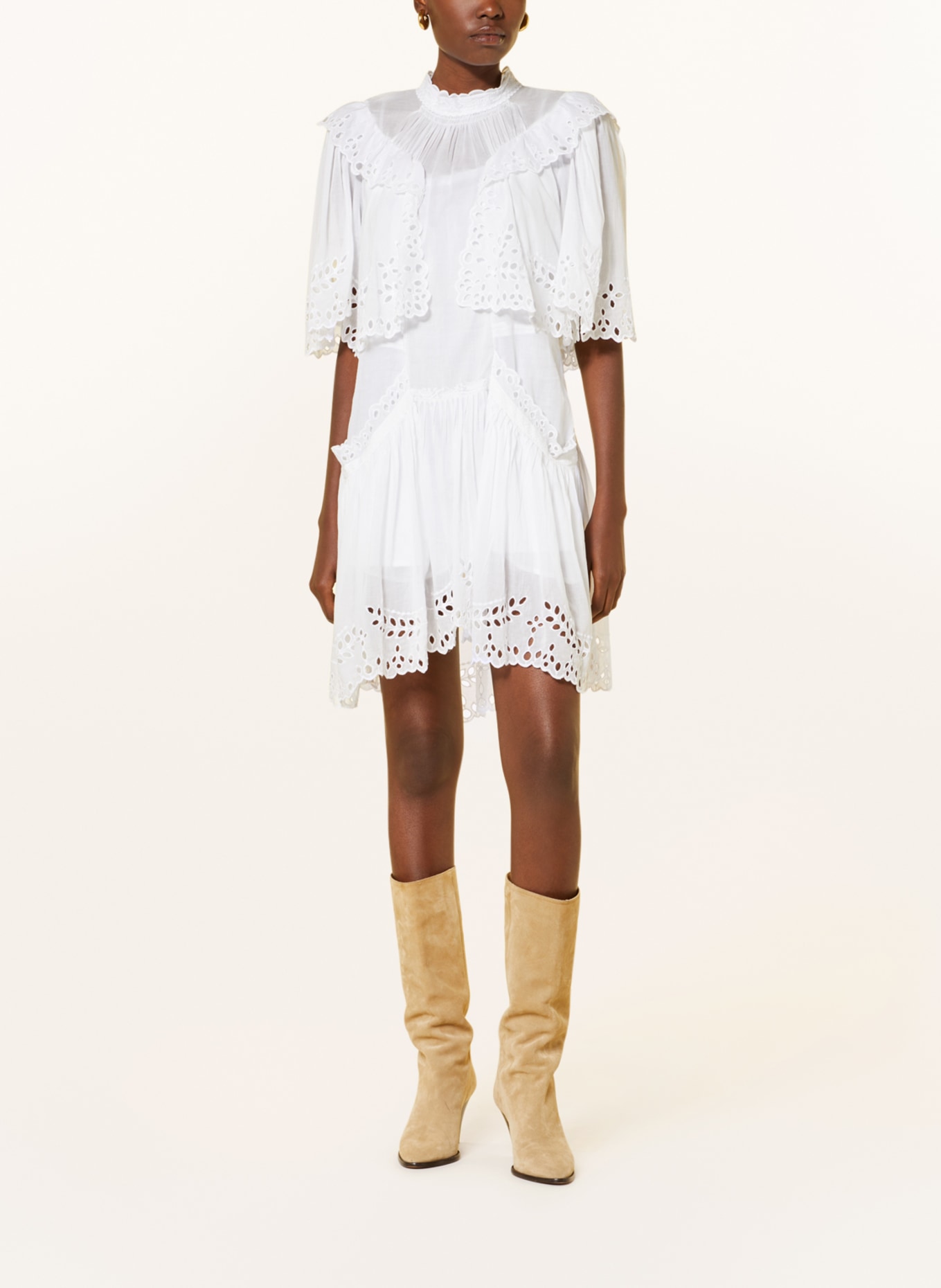 MARANT ÉTOILE Dress KAYENE with broderie anglaise and embroidery, Color: WHITE (Image 2)