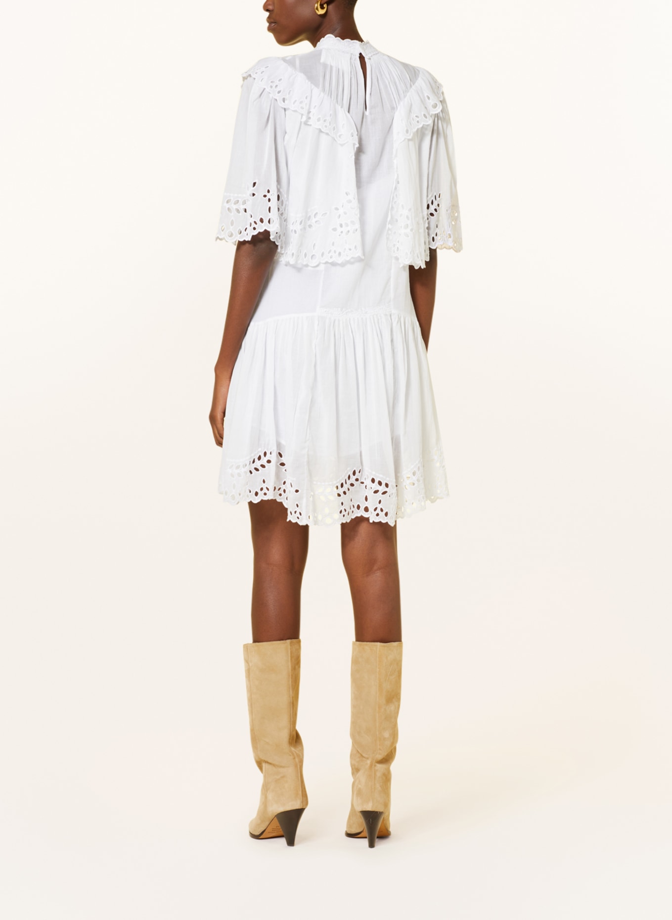 MARANT ÉTOILE Dress KAYENE with broderie anglaise and embroidery, Color: WHITE (Image 3)