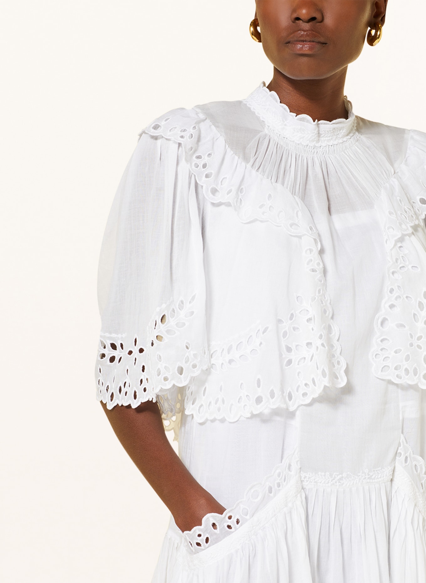 MARANT ÉTOILE Dress KAYENE with broderie anglaise and embroidery, Color: WHITE (Image 4)